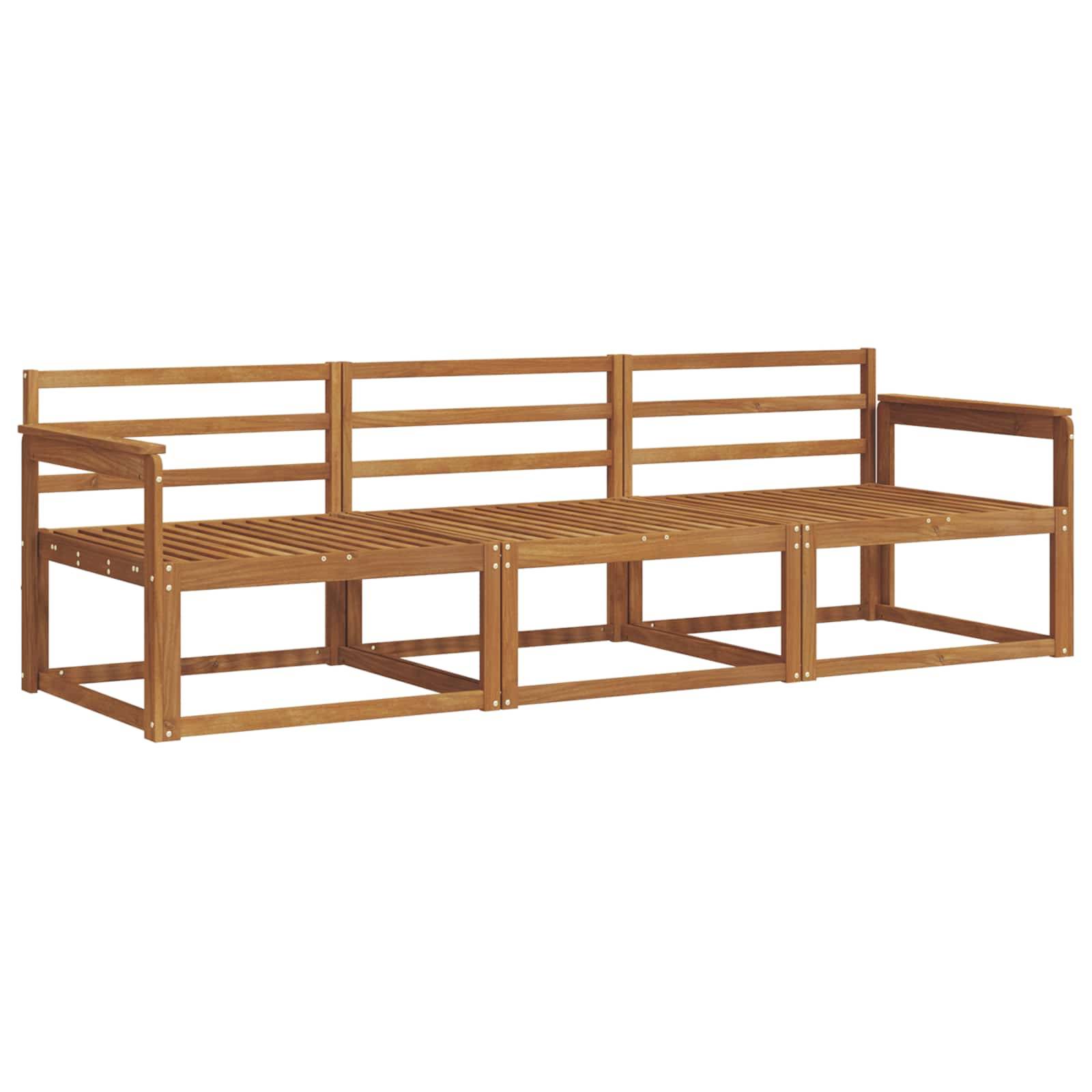 vidaXL Outdoor-Sofagarnitur 3 pcs Natur Massivholz Akazie