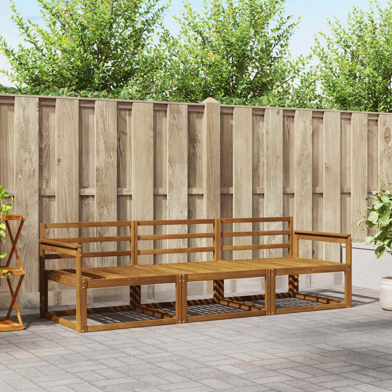 vidaXL Outdoor-Sofagarnitur 3 pcs Natur Massivholz Akazie