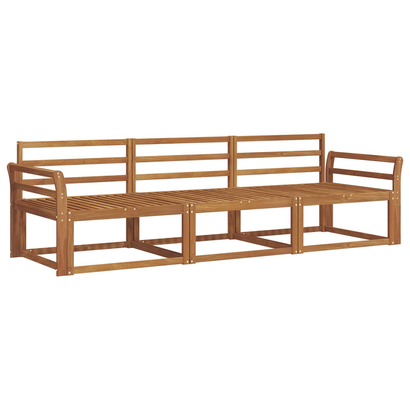 vidaXL Outdoor-Sofagarnitur 3 pcs Natur Massivholz Akazie