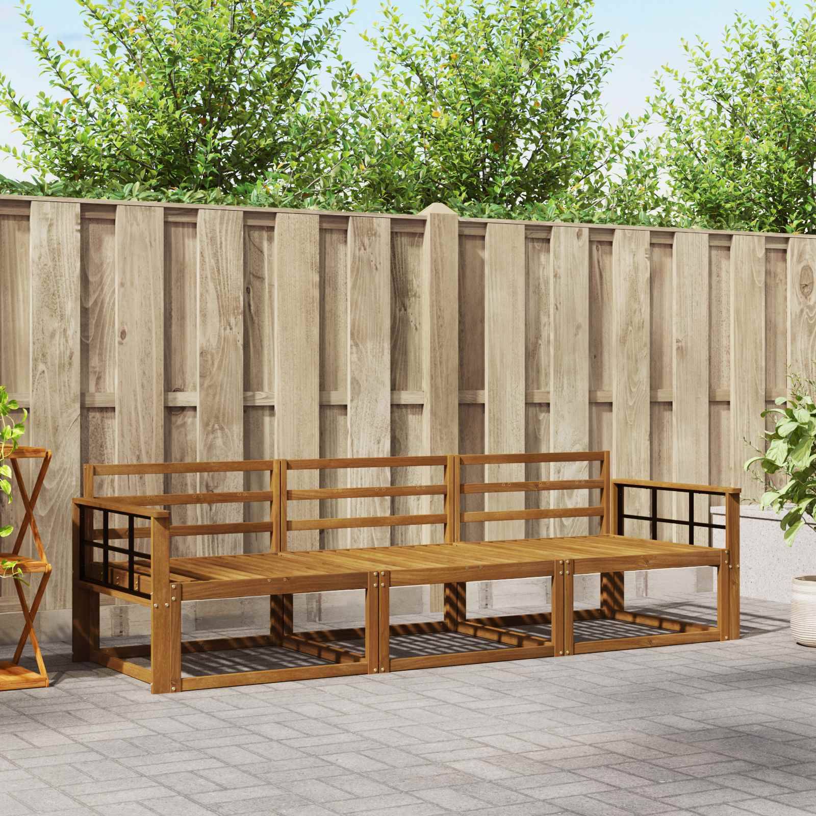 vidaXL Outdoor-Sofagarnitur 3 pcs Natur Massivholz Akazie