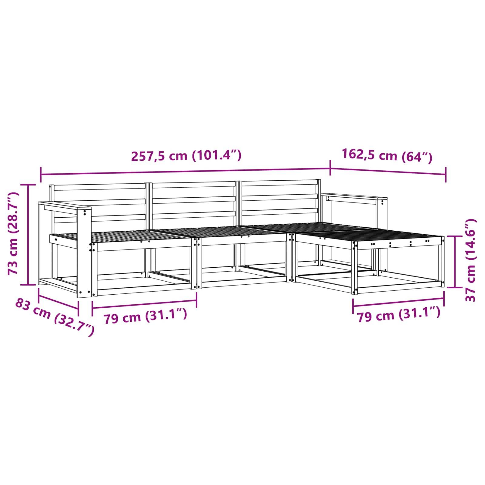 vidaXL Outdoor-Sofagarnitur 4 pcs Natur Massivholz Akazie