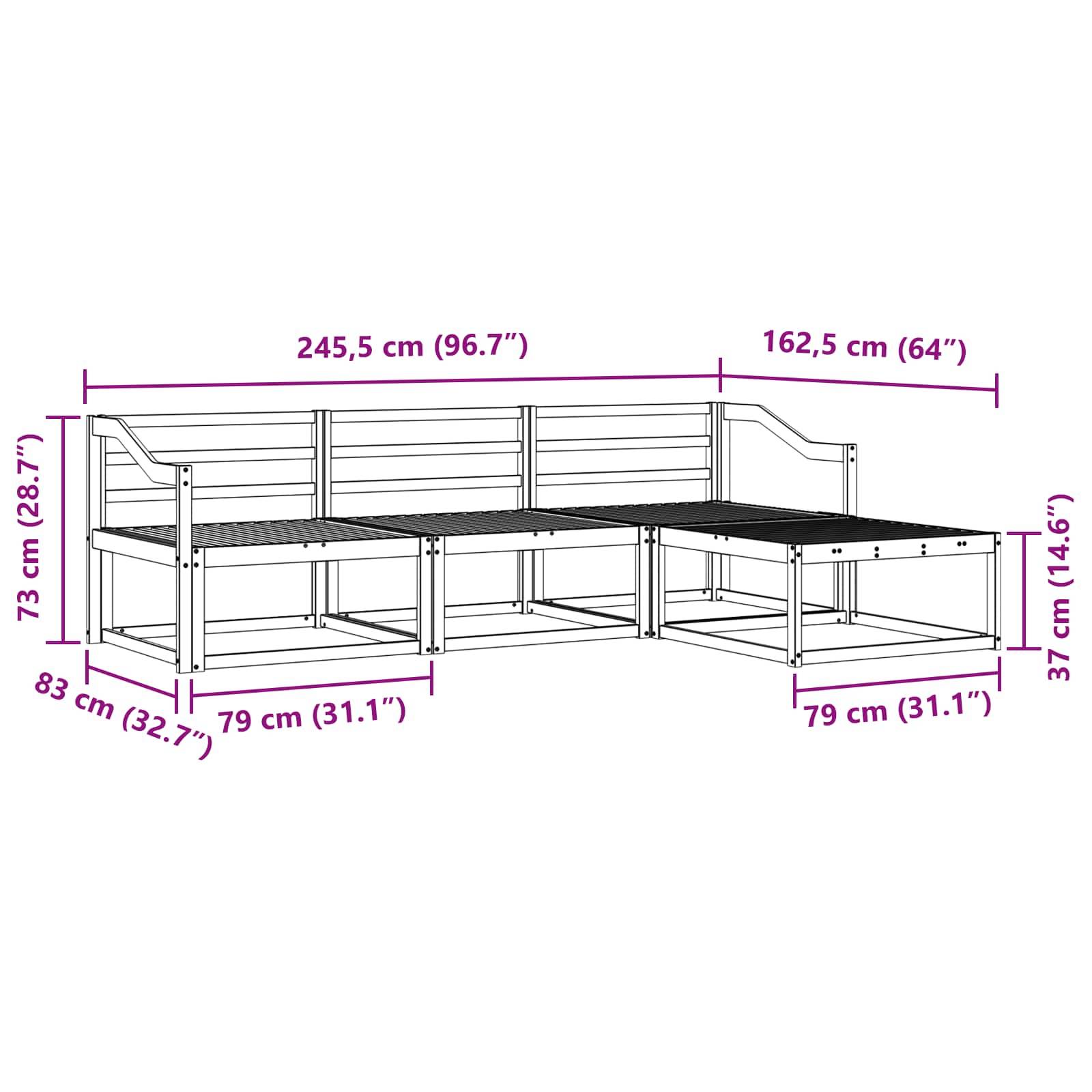 vidaXL Outdoor-Sofagarnitur 4 pcs Natur Massivholz Akazie