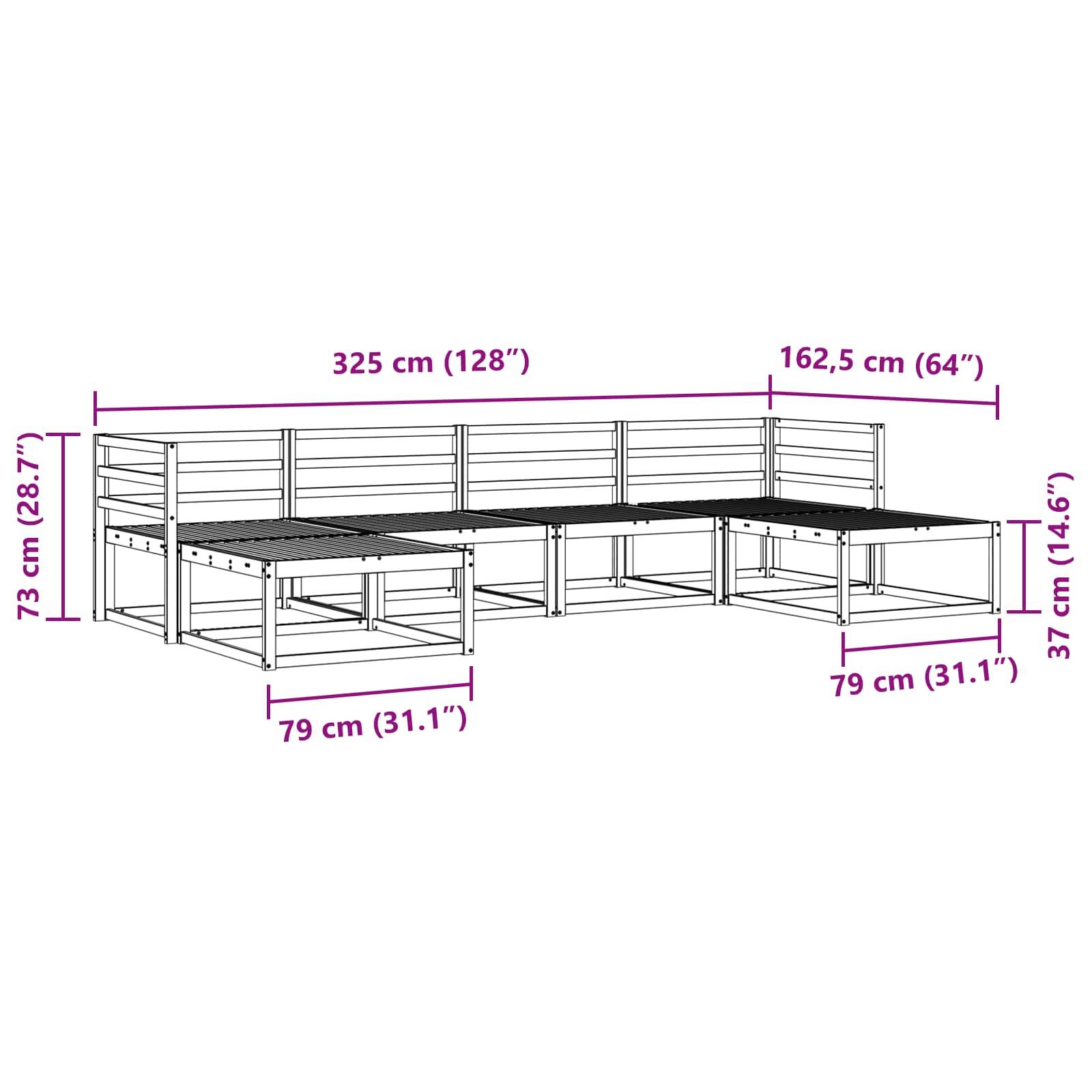 vidaXL Outdoor-Sofagarnitur 6 pcs Natur Massivholz Akazie