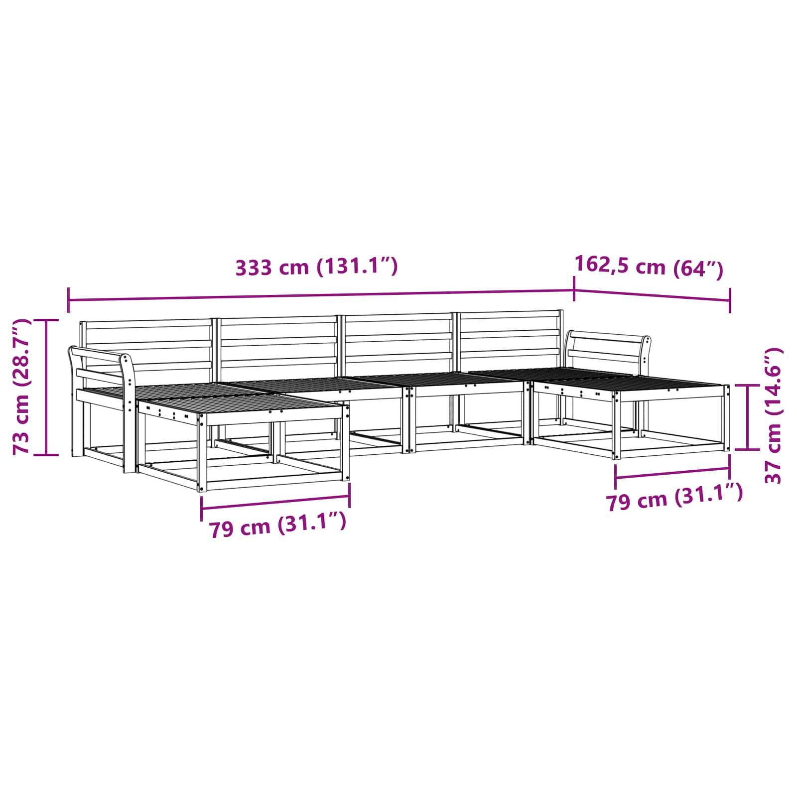 vidaXL Outdoor-Sofagarnitur 6 pcs Weiß Massivholz Akazie