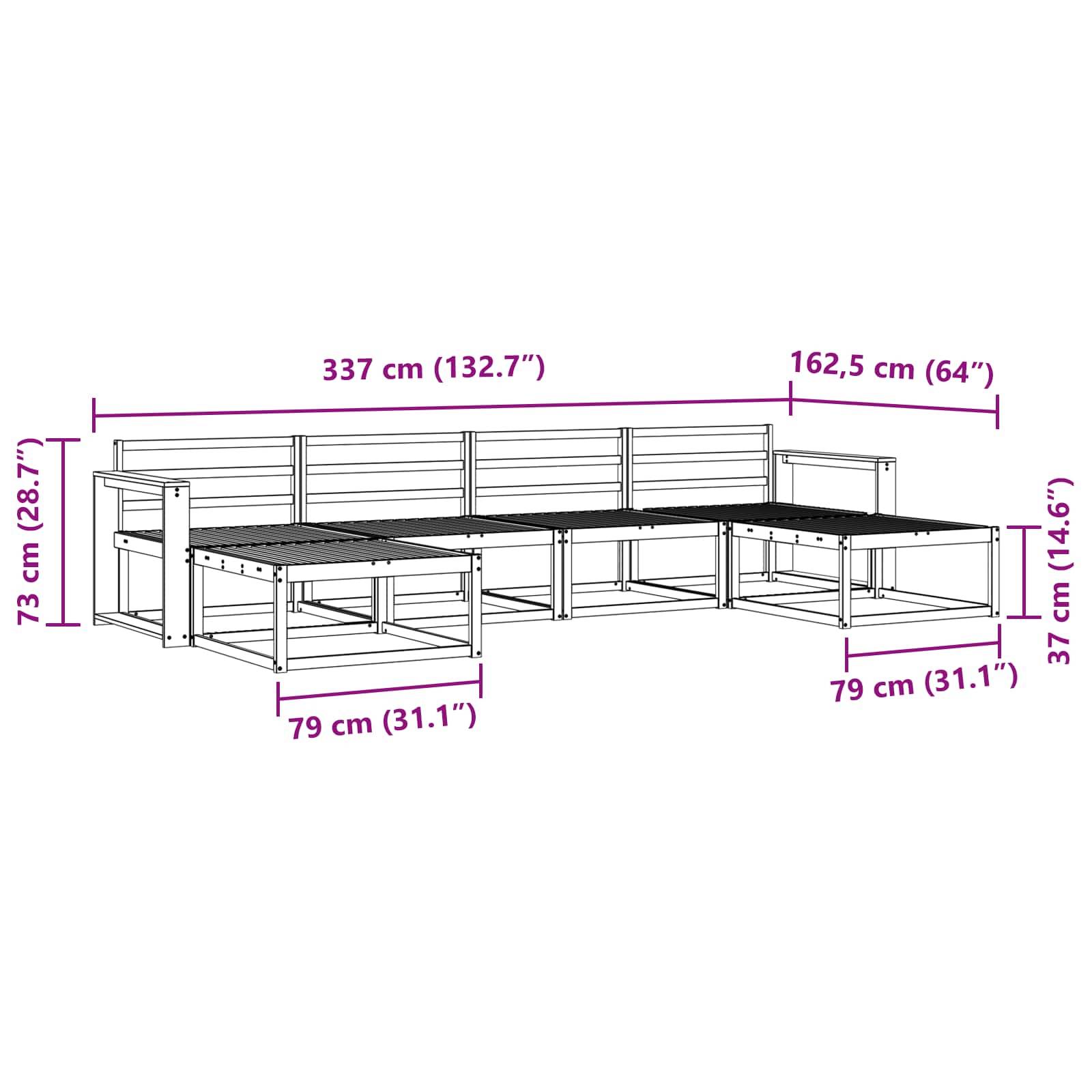 vidaXL Outdoor-Sofagarnitur 6 pcs Natur Massivholz Akazie