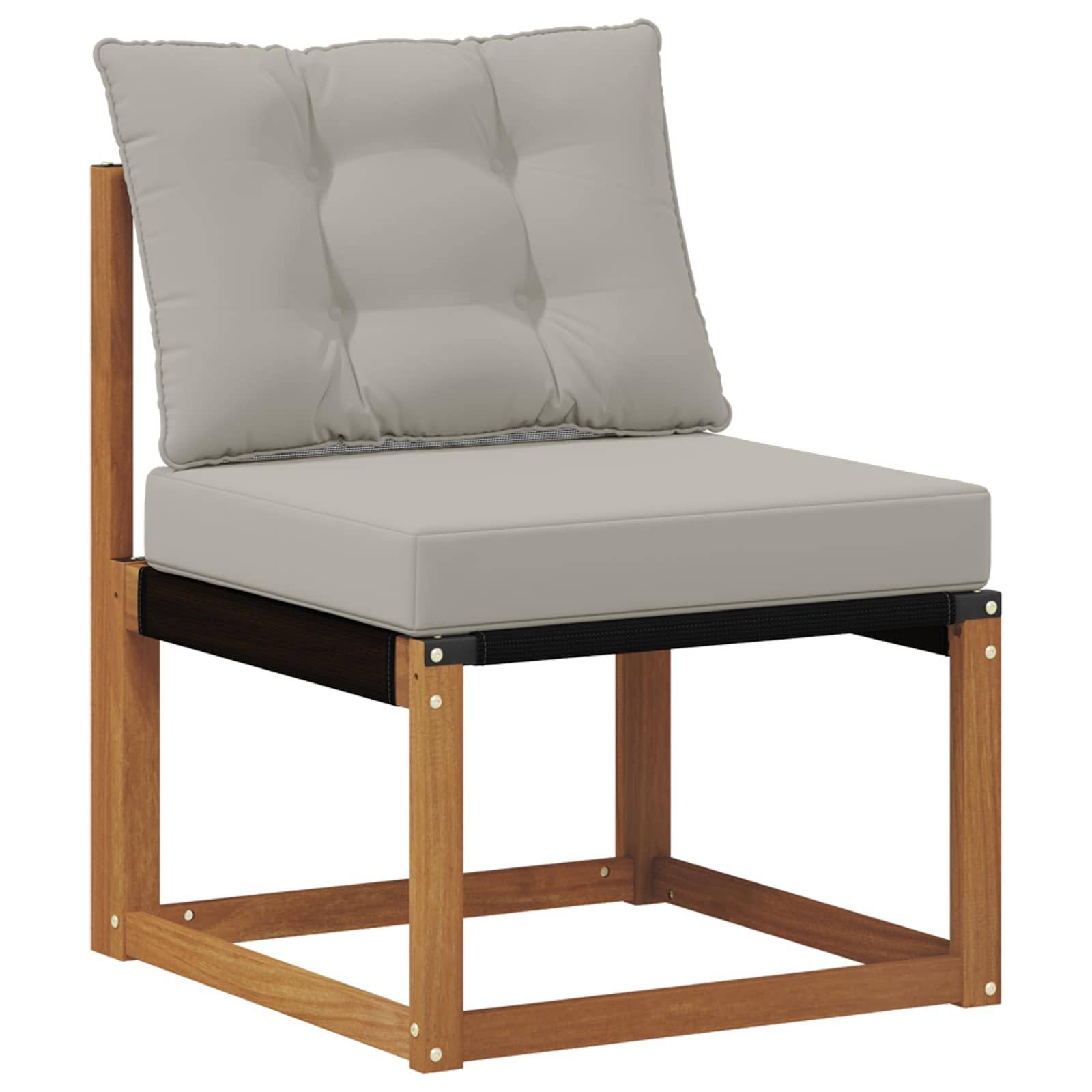 vidaXL Outdoor-Sofagarnitur mit Kissen 3 pcs Natürlich und Hellgrau
