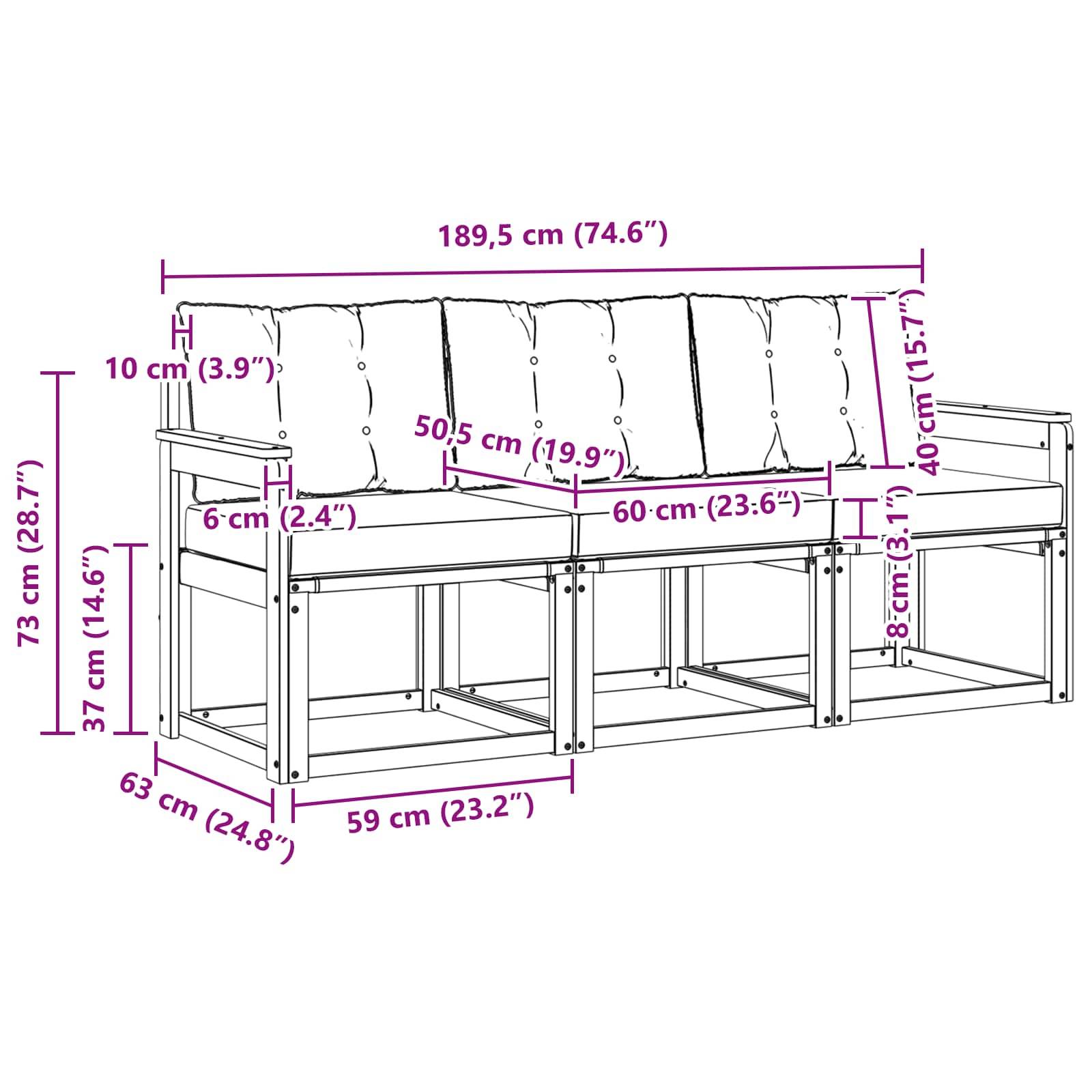 vidaXL Outdoor-Sofagarnitur mit Kissen 3 pcs Weiß und Hellgrau
