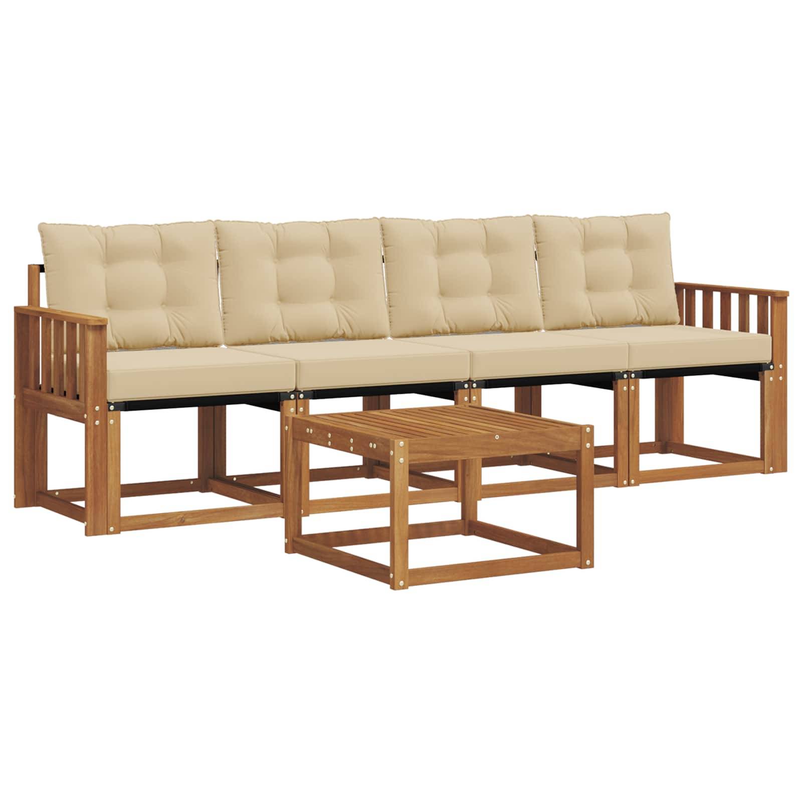 vidaXL Outdoor-Sofagarnitur mit Kissen 5 pcs Natur und Beige