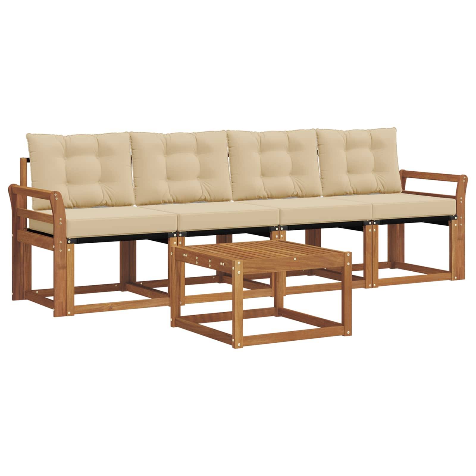 vidaXL Outdoor-Sofagarnitur mit Kissen 5 pcs Natur und Beige