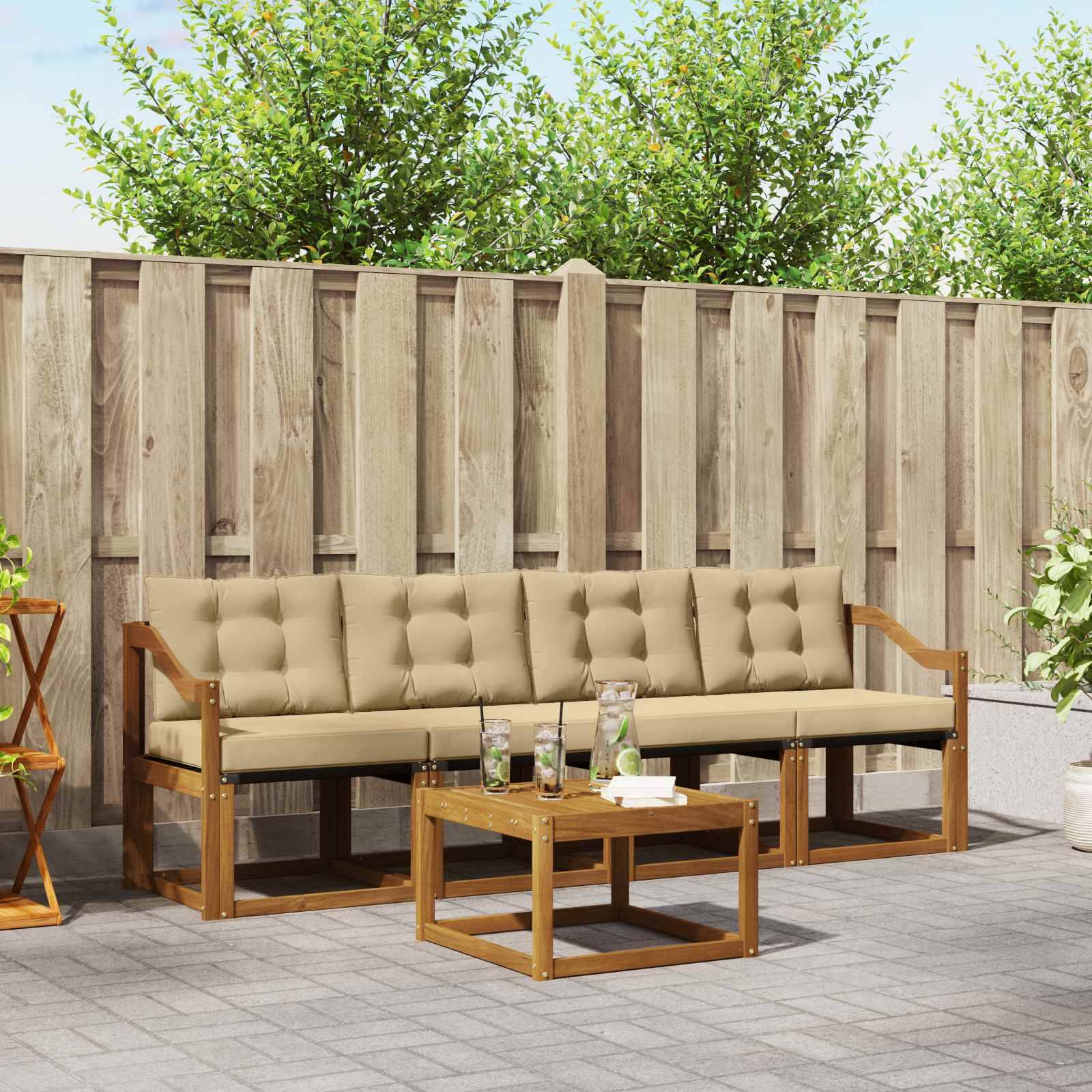 vidaXL Outdoor-Sofagarnitur mit Kissen 5 pcs Natur und Beige