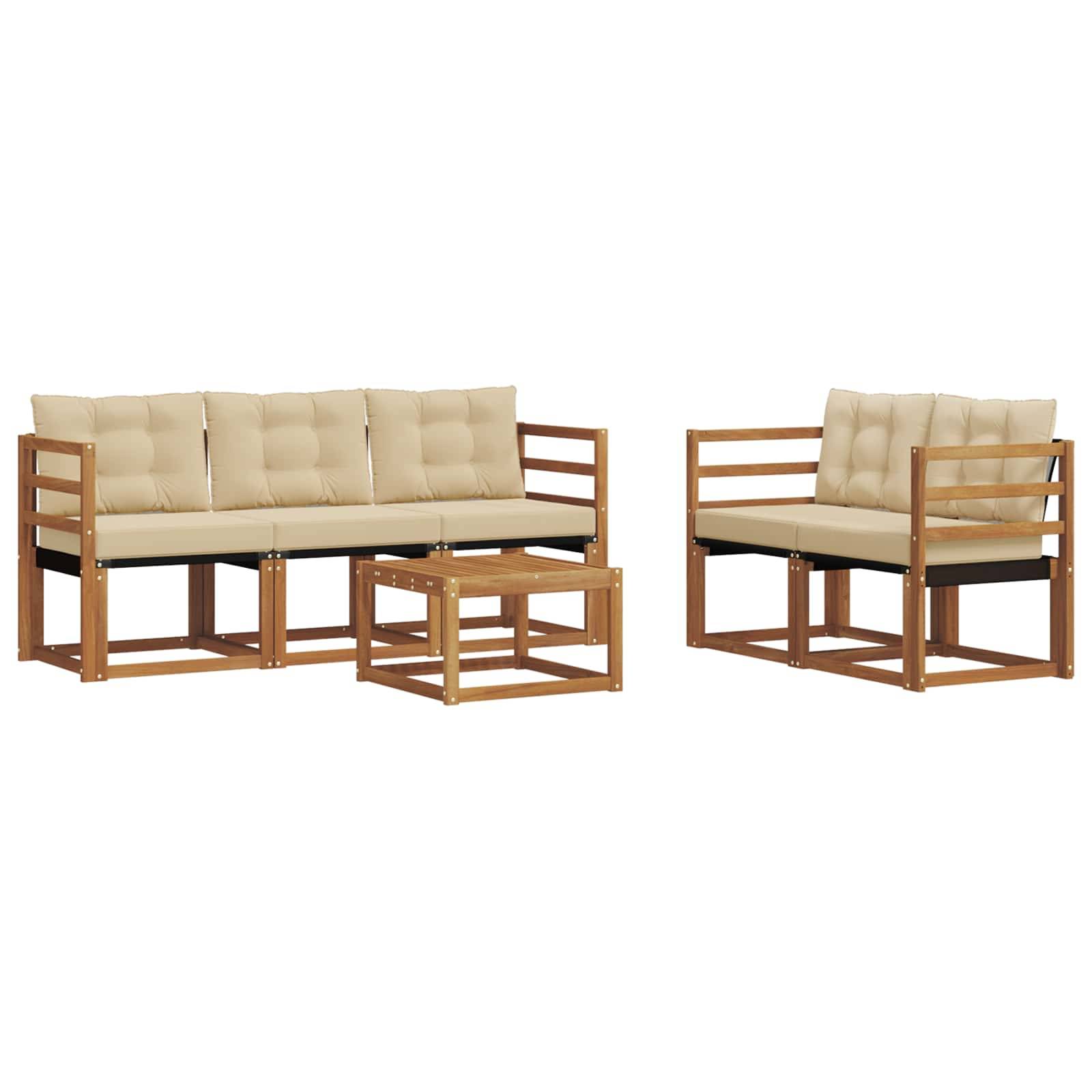 vidaXL Outdoor-Sofagarnitur mit Kissen 6 pcs Natur und Beige