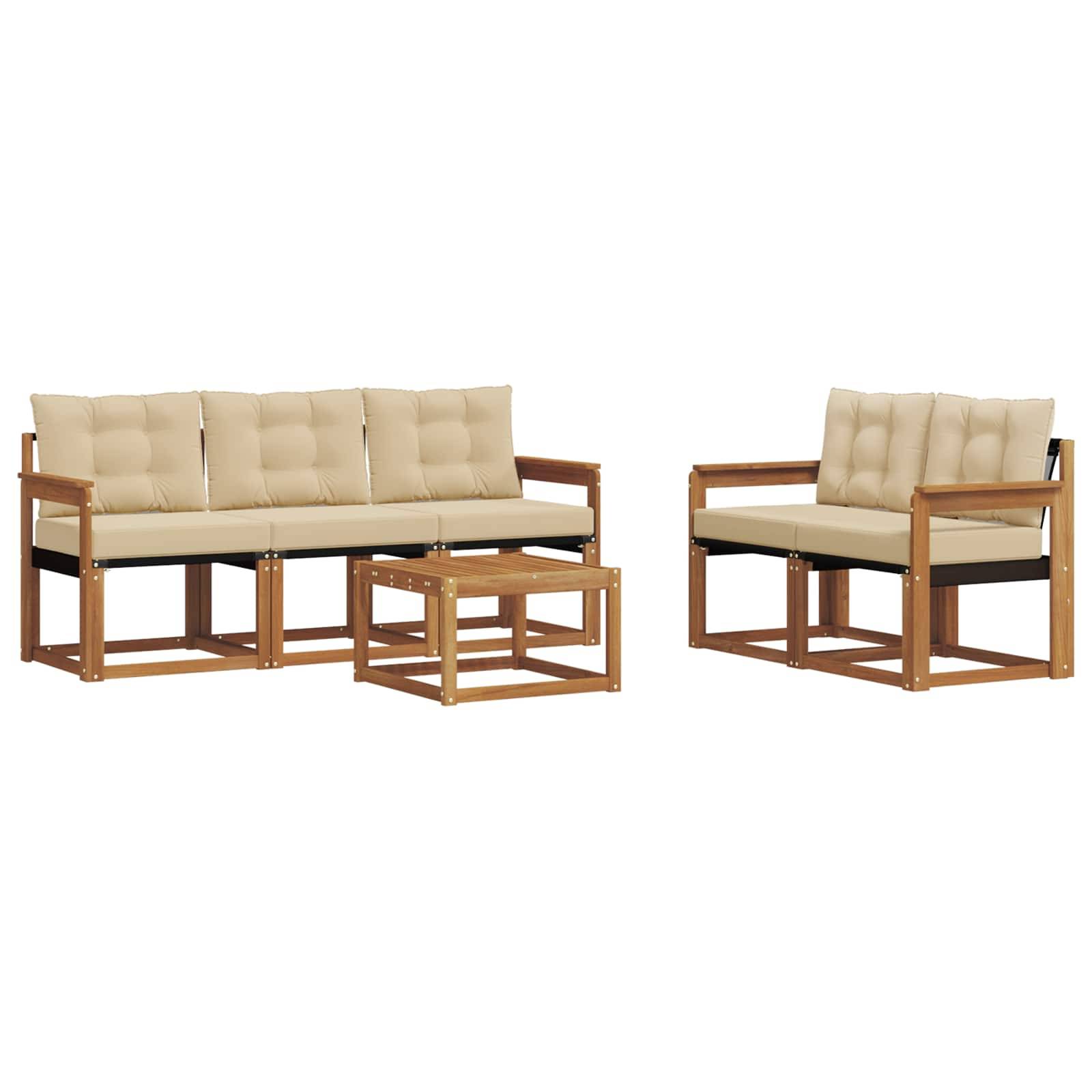 vidaXL Outdoor-Sofagarnitur mit Kissen 6 pcs Natur und Beige
