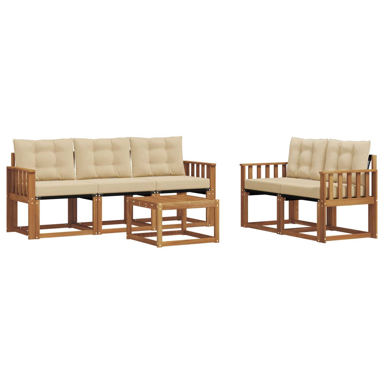 vidaXL Outdoor-Sofagarnitur mit Kissen 6 pcs Natur und Beige