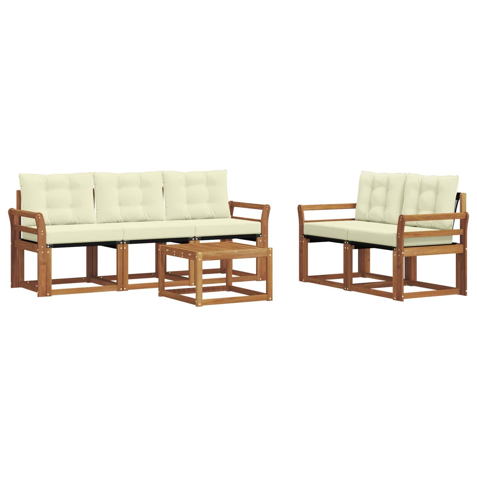 vidaXL Outdoor-Sofagarnitur mit Kissen 6 pcs Natur und Creme