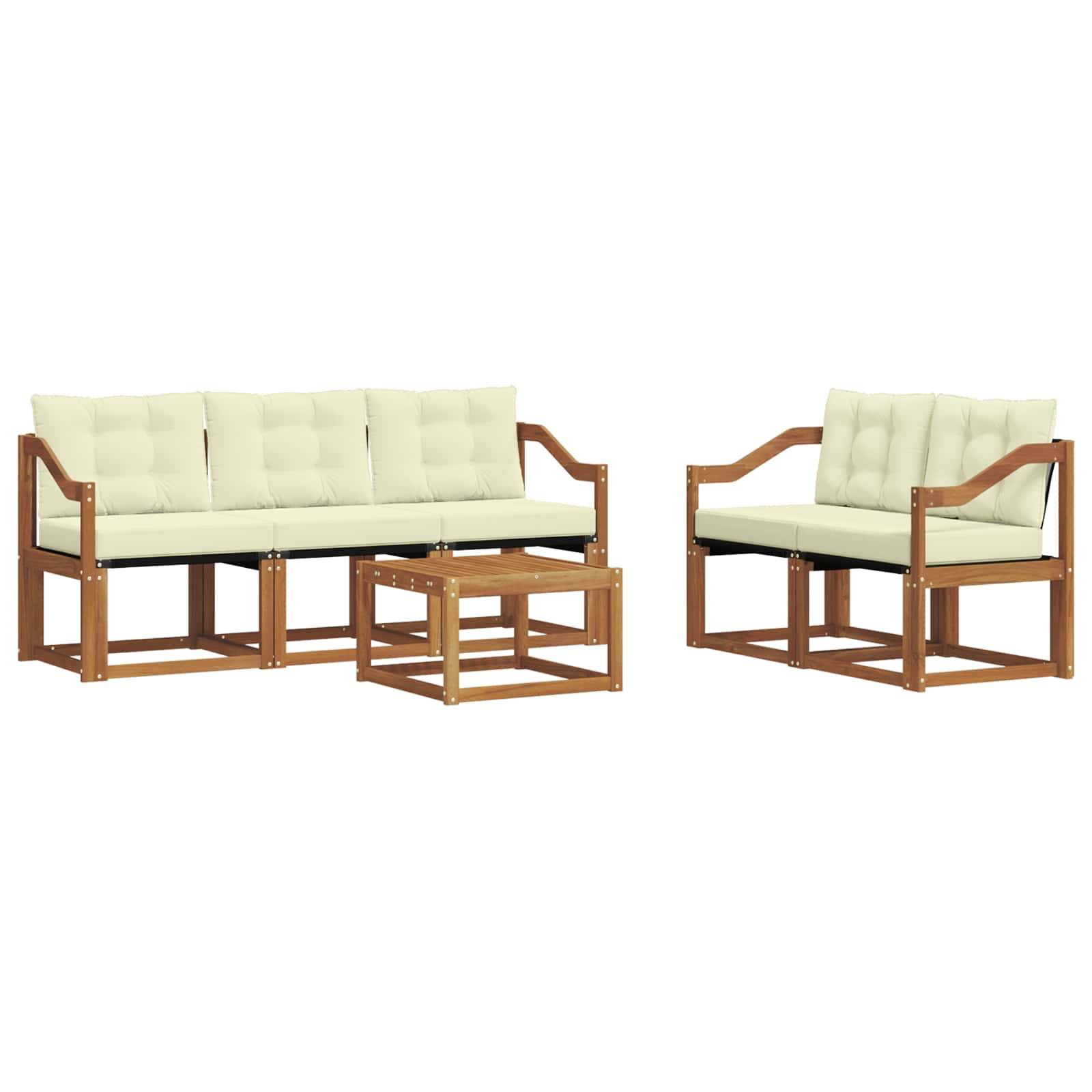 vidaXL Outdoor-Sofagarnitur mit Kissen 6 pcs Natur und Creme
