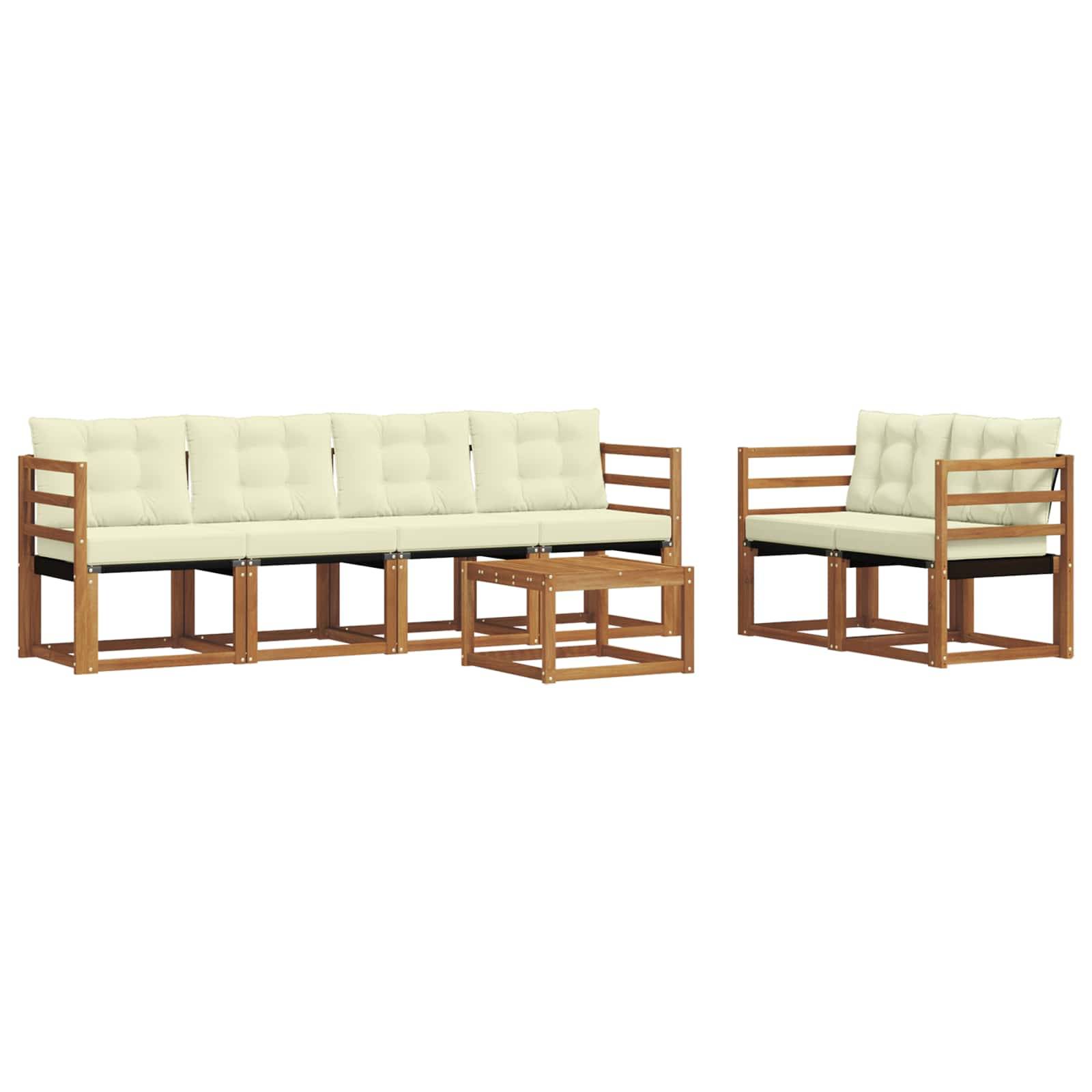 vidaXL Outdoor-Sofagarnitur mit Kissen 7 pcs Natur und Creme
