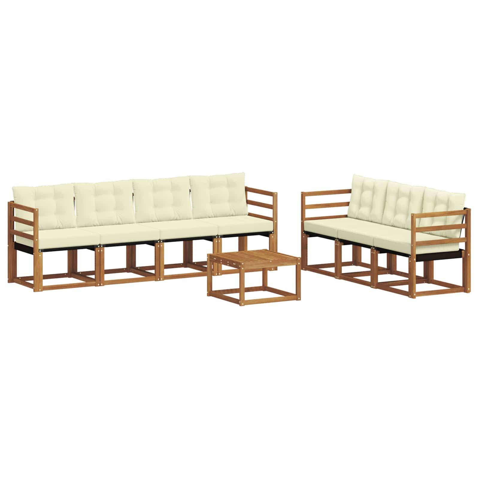 vidaXL Outdoor-Sofagarnitur mit Kissen 8 pcs Natur und Creme