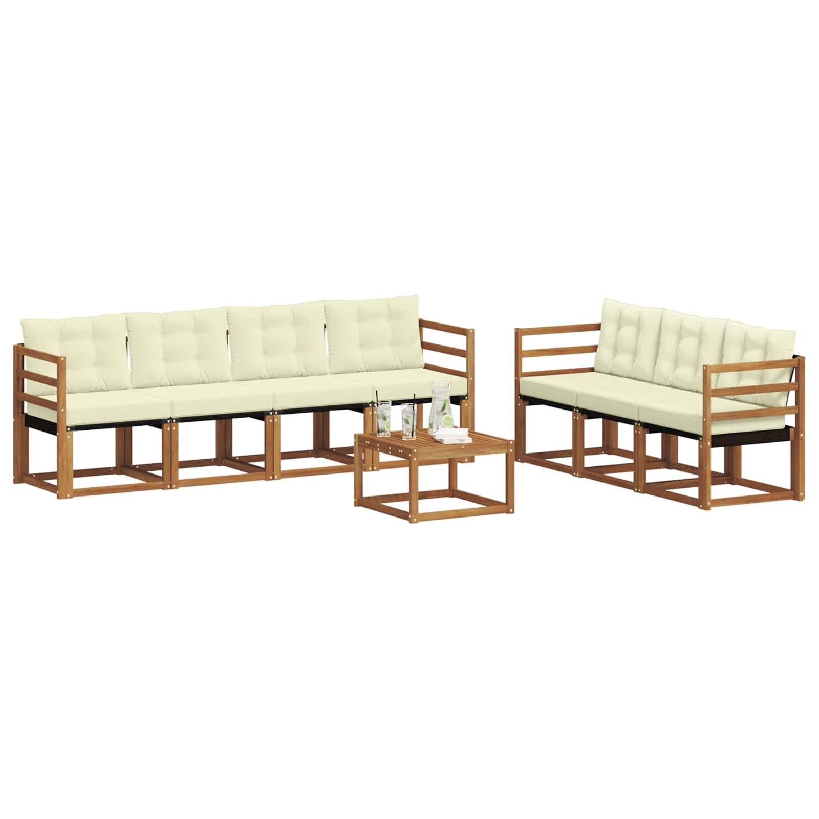 vidaXL Outdoor-Sofagarnitur mit Kissen 8 pcs Natur und Creme