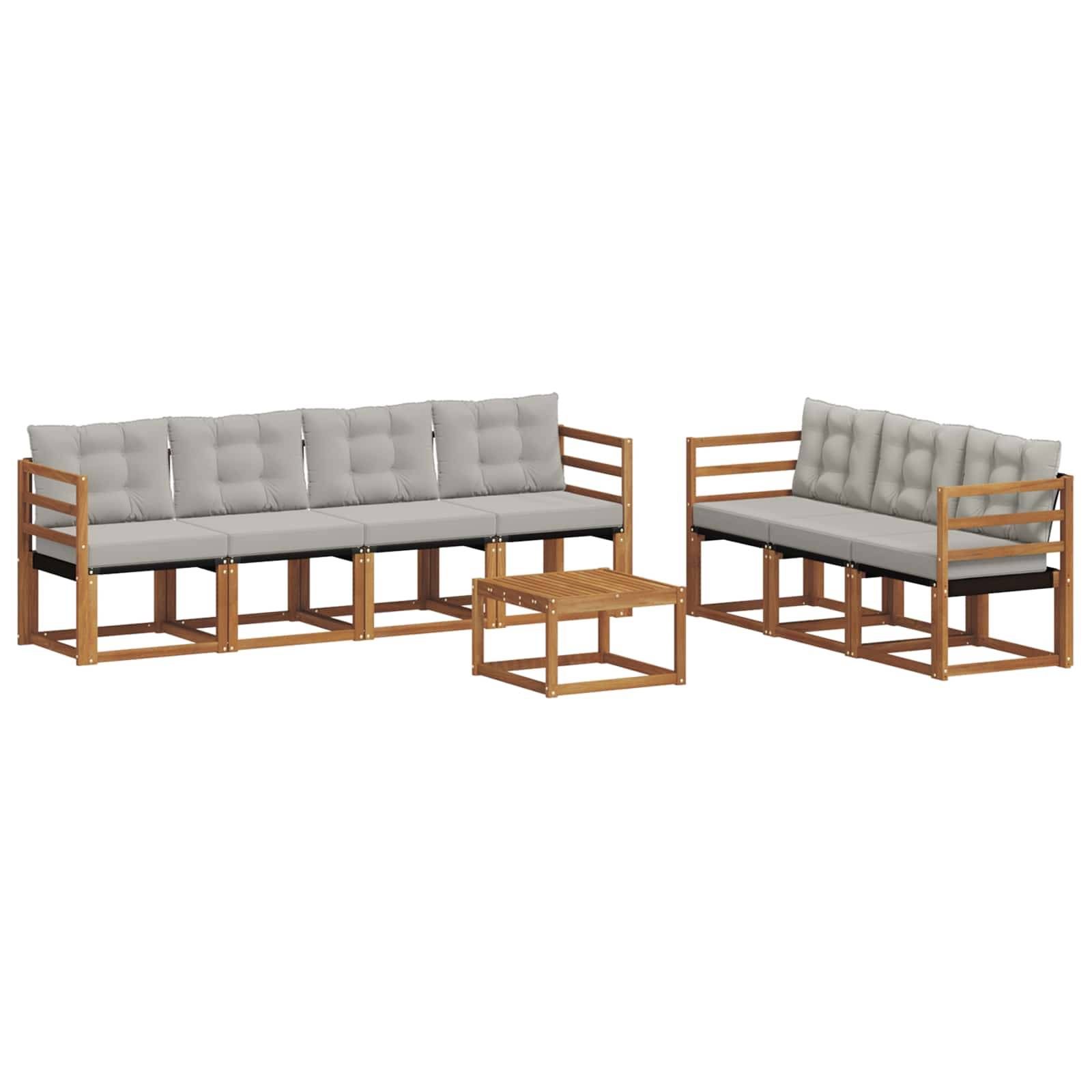 vidaXL Outdoor-Sofagarnitur mit Kissen 8 pcs Natürlich und Hellgrau