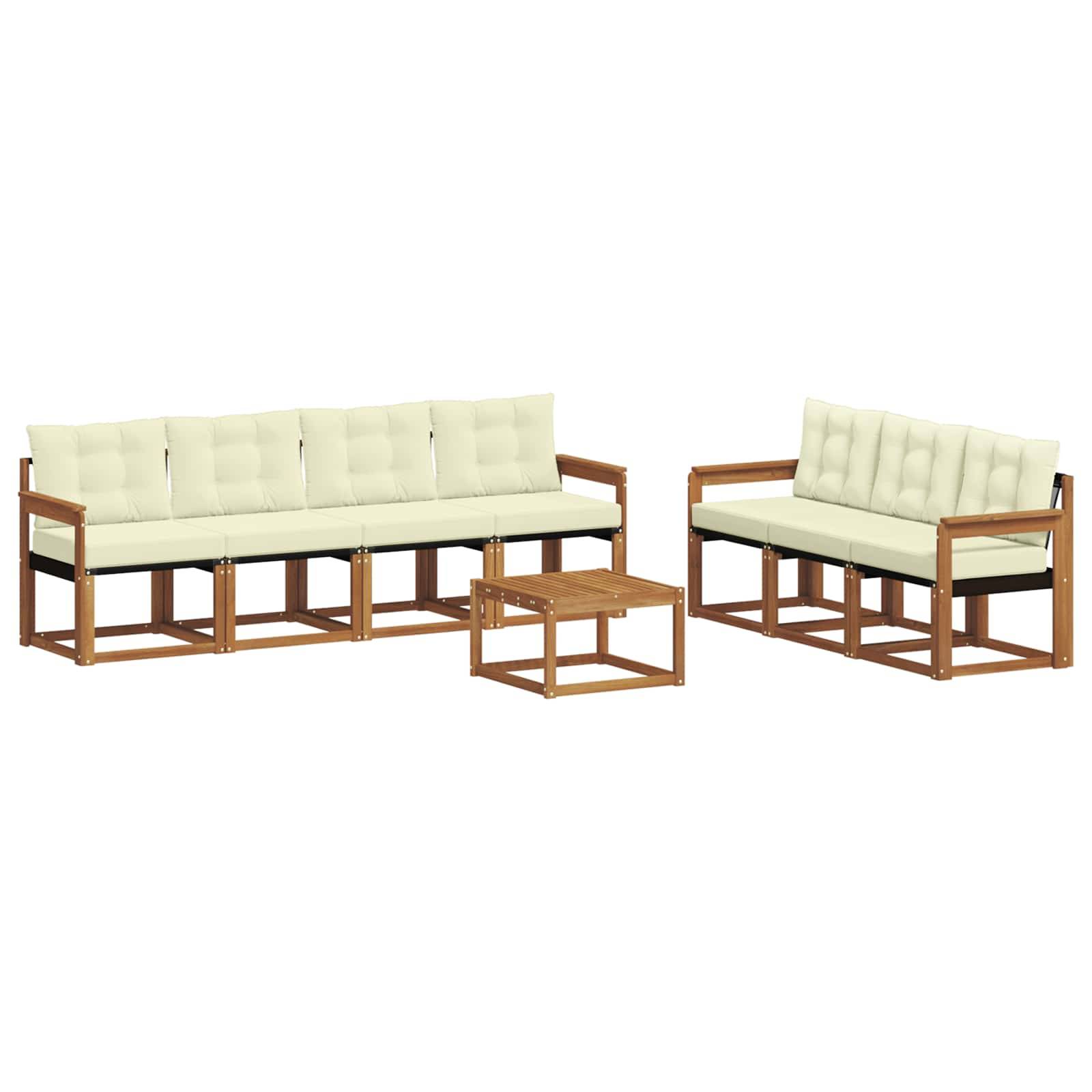 vidaXL Outdoor-Sofagarnitur mit Kissen 8 pcs Natur und Creme