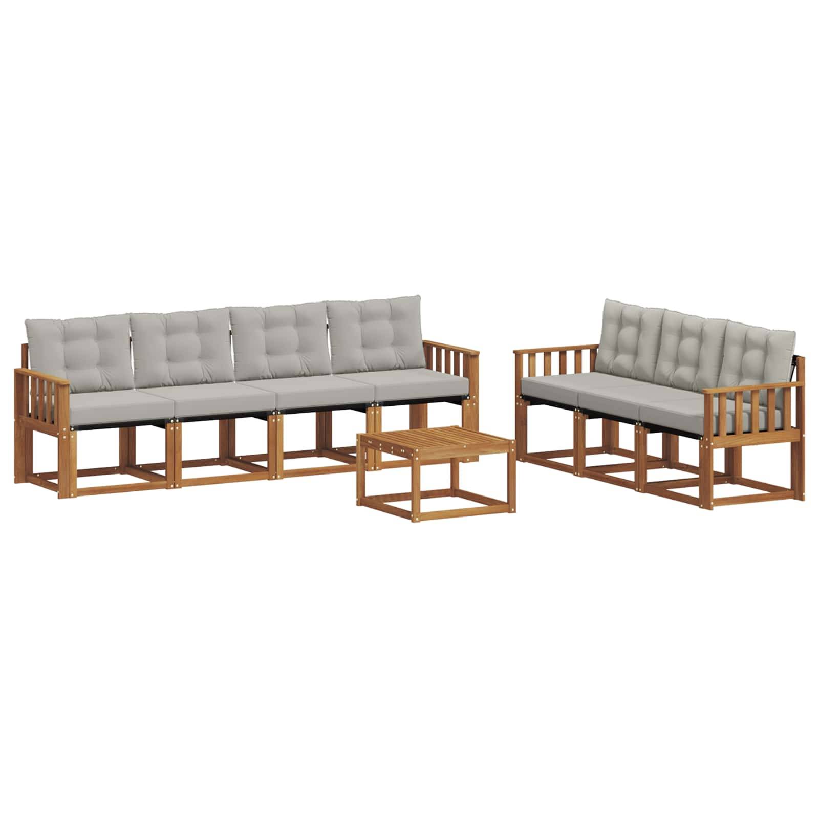 vidaXL Outdoor-Sofagarnitur mit Kissen 8 pcs Natürlich und Hellgrau