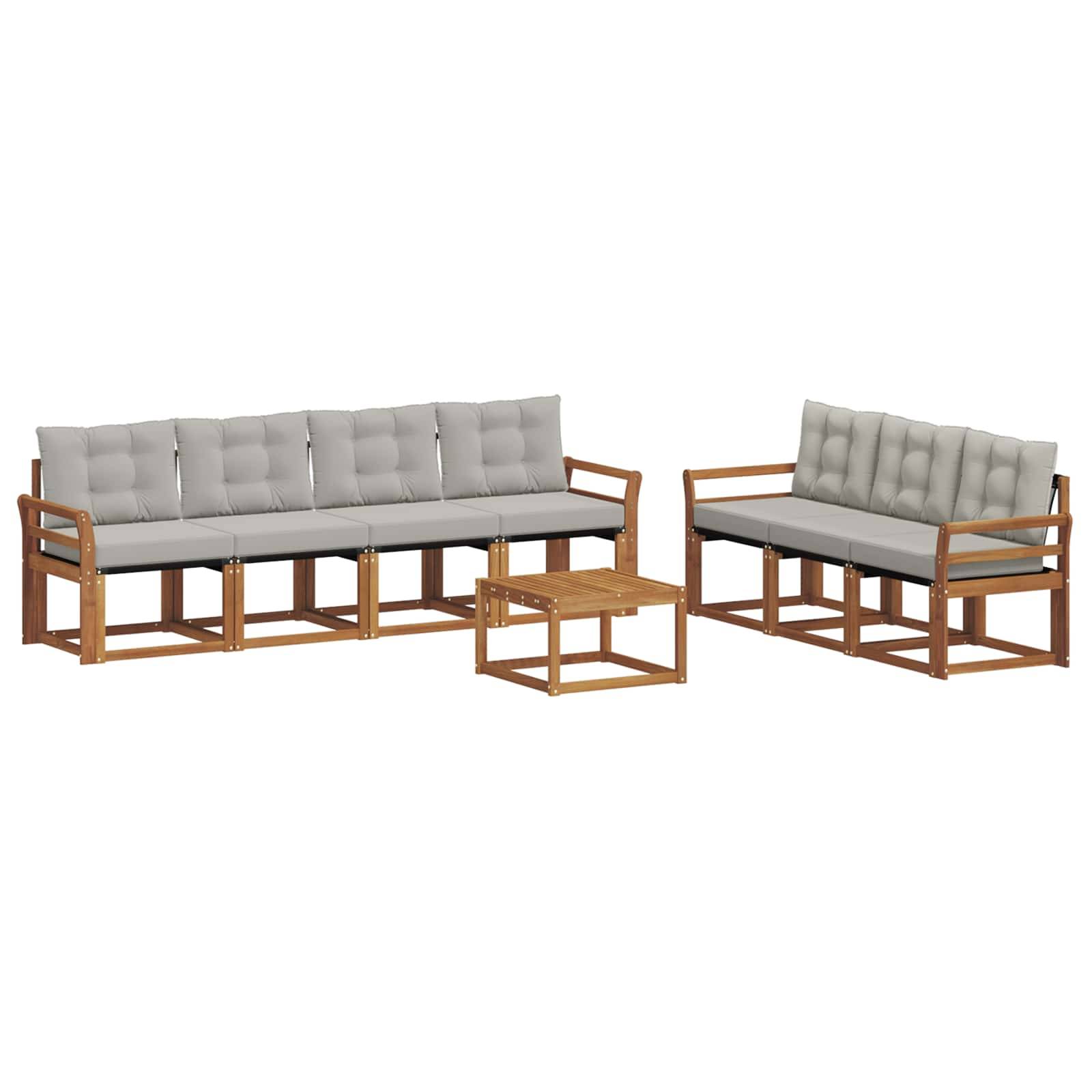 vidaXL Outdoor-Sofagarnitur mit Kissen 8 pcs Natürlich und Hellgrau