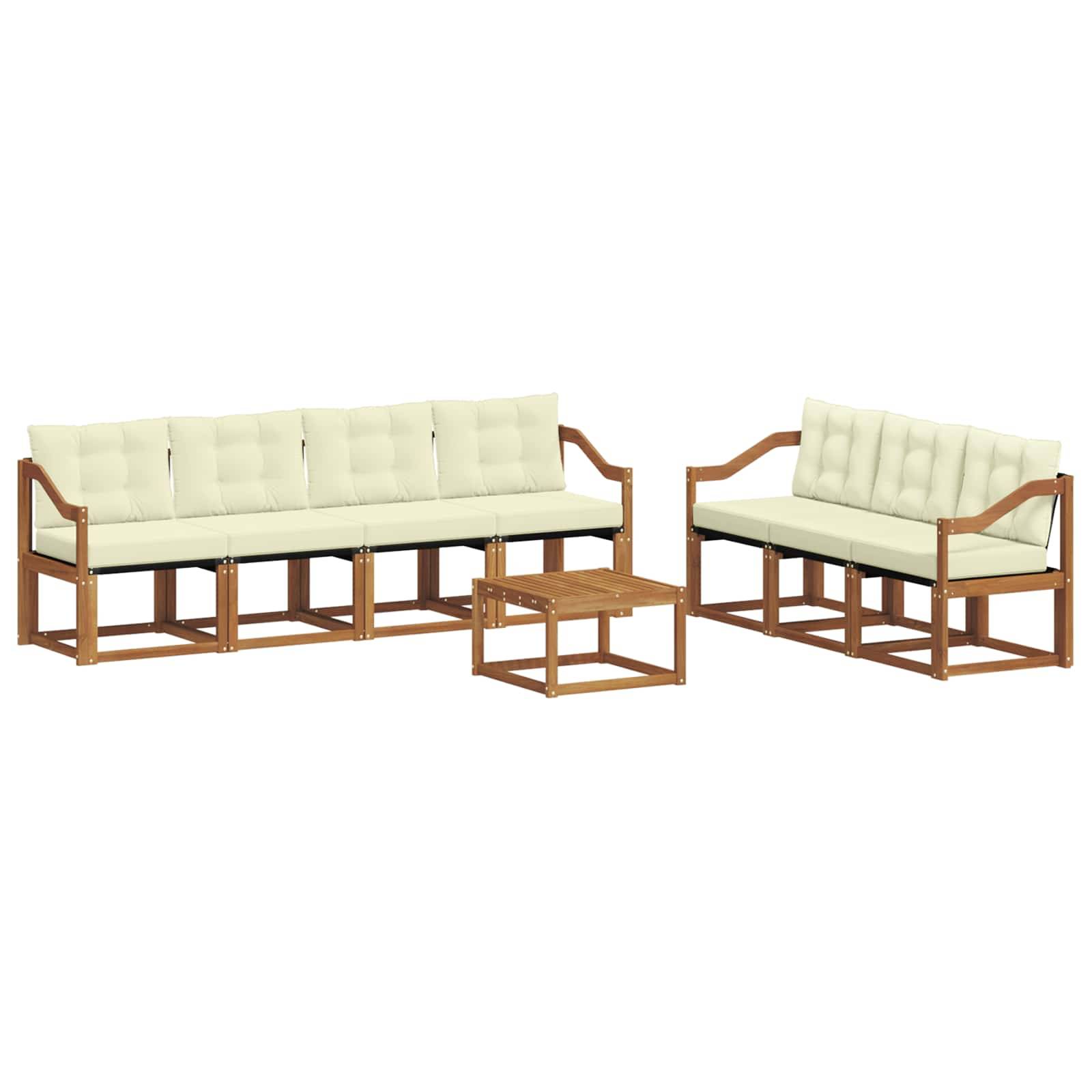 vidaXL Outdoor-Sofagarnitur mit Kissen 8 pcs Natur und Creme