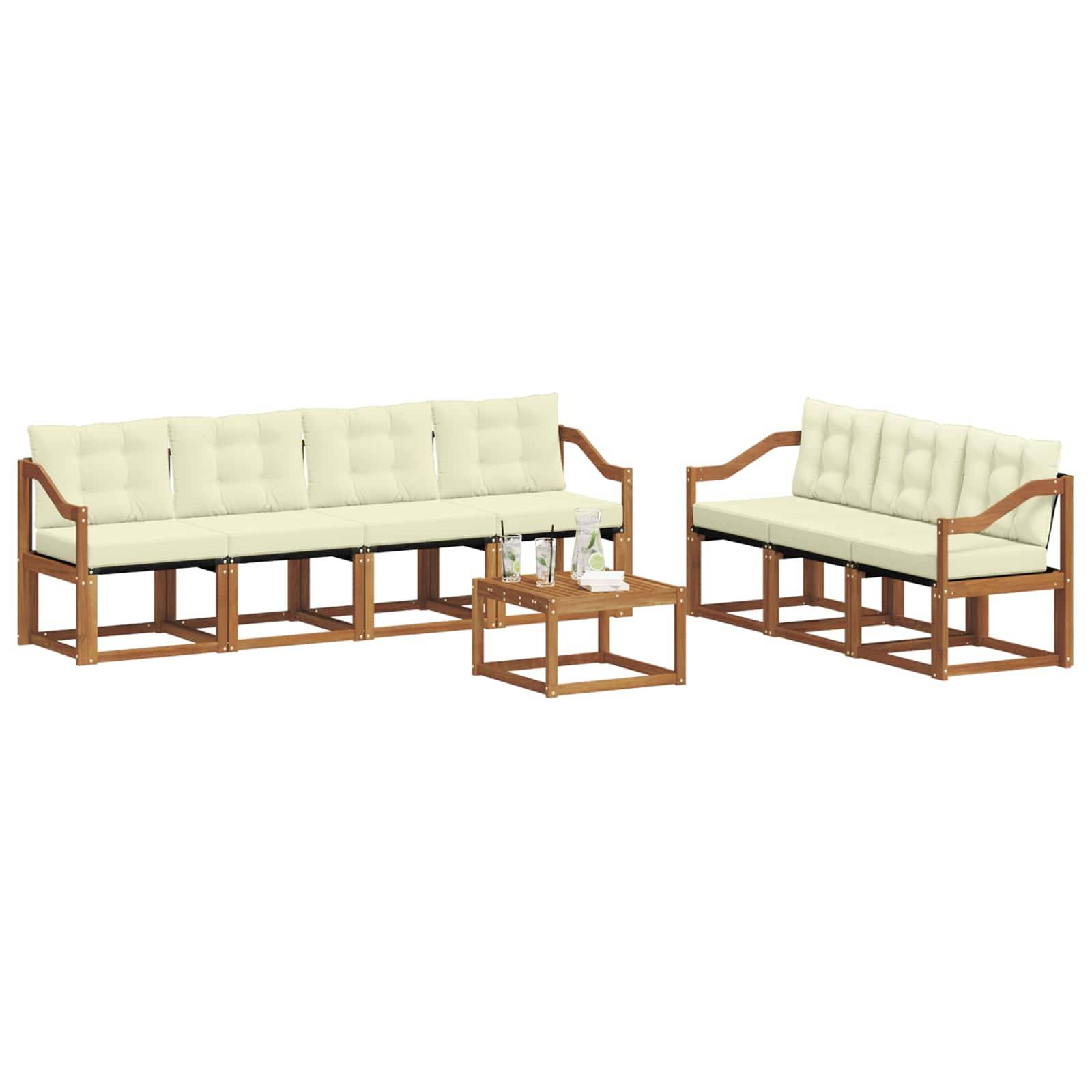 vidaXL Outdoor-Sofagarnitur mit Kissen 8 pcs Natur und Creme