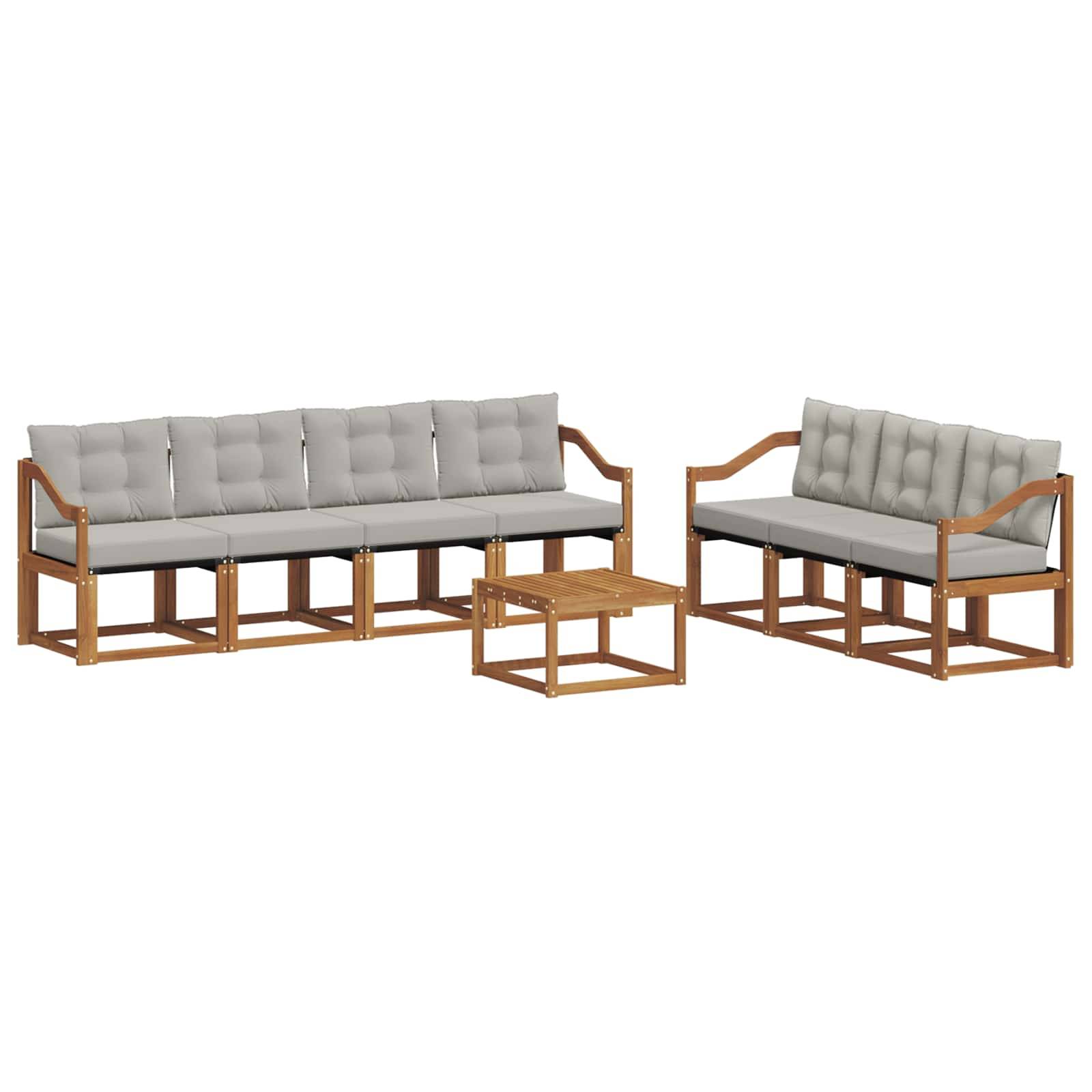 vidaXL Outdoor-Sofagarnitur mit Kissen 8 pcs Natürlich und Hellgrau