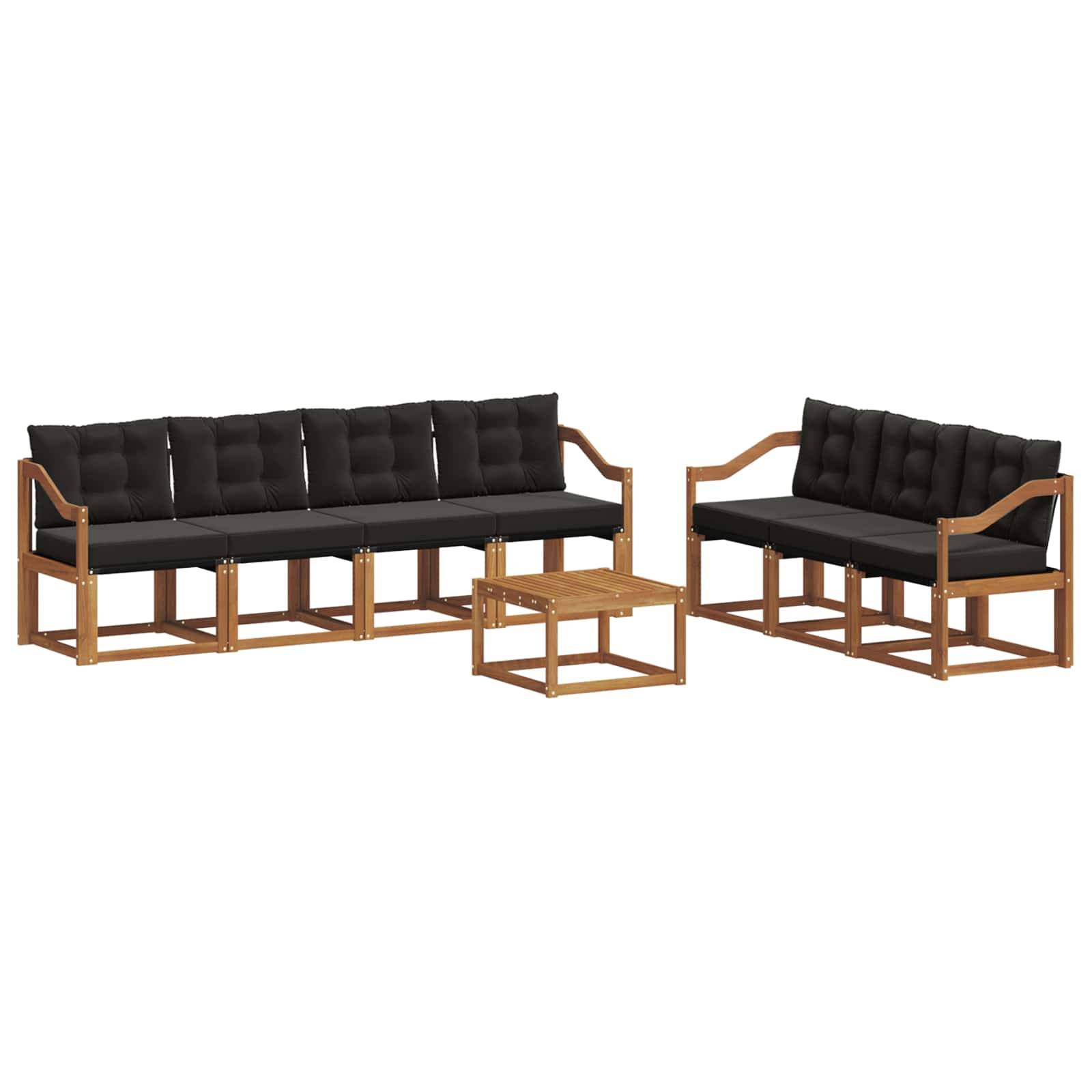 vidaXL Outdoor-Sofagarnitur mit Kissen 8 pcs Natürlich und Schwarz