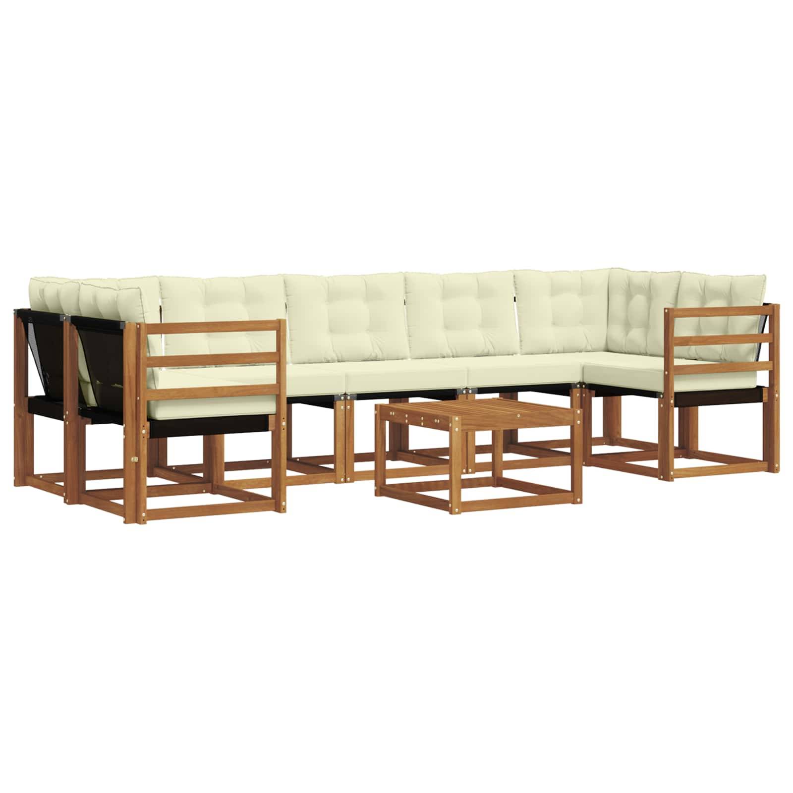 vidaXL Outdoor-Sofagarnitur mit Kissen 8 pcs Natur und Creme
