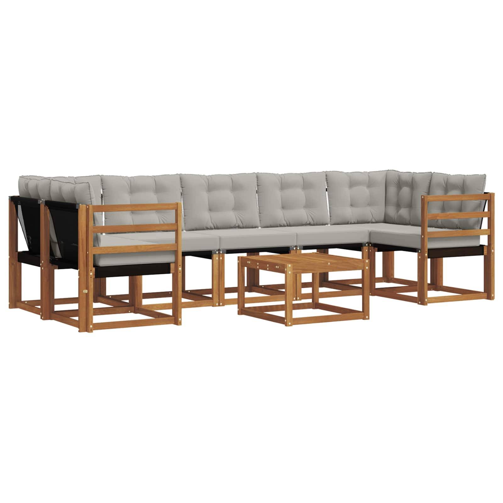 vidaXL Outdoor-Sofagarnitur mit Kissen 8 pcs Natürlich und Hellgrau