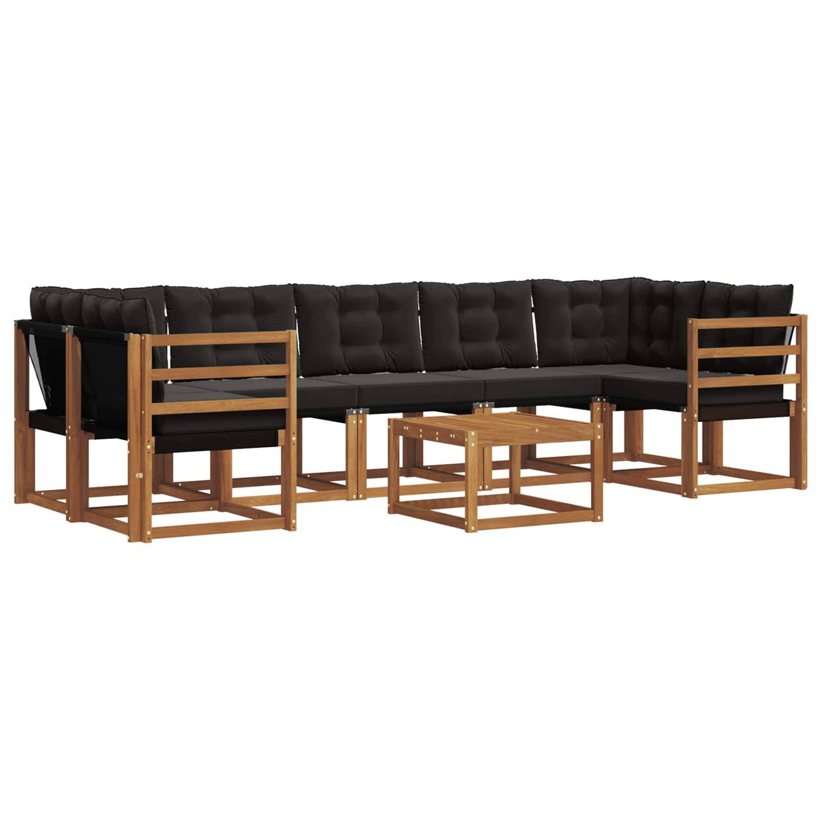 vidaXL Outdoor-Sofagarnitur mit Kissen 8 pcs Natürlich und Schwarz
