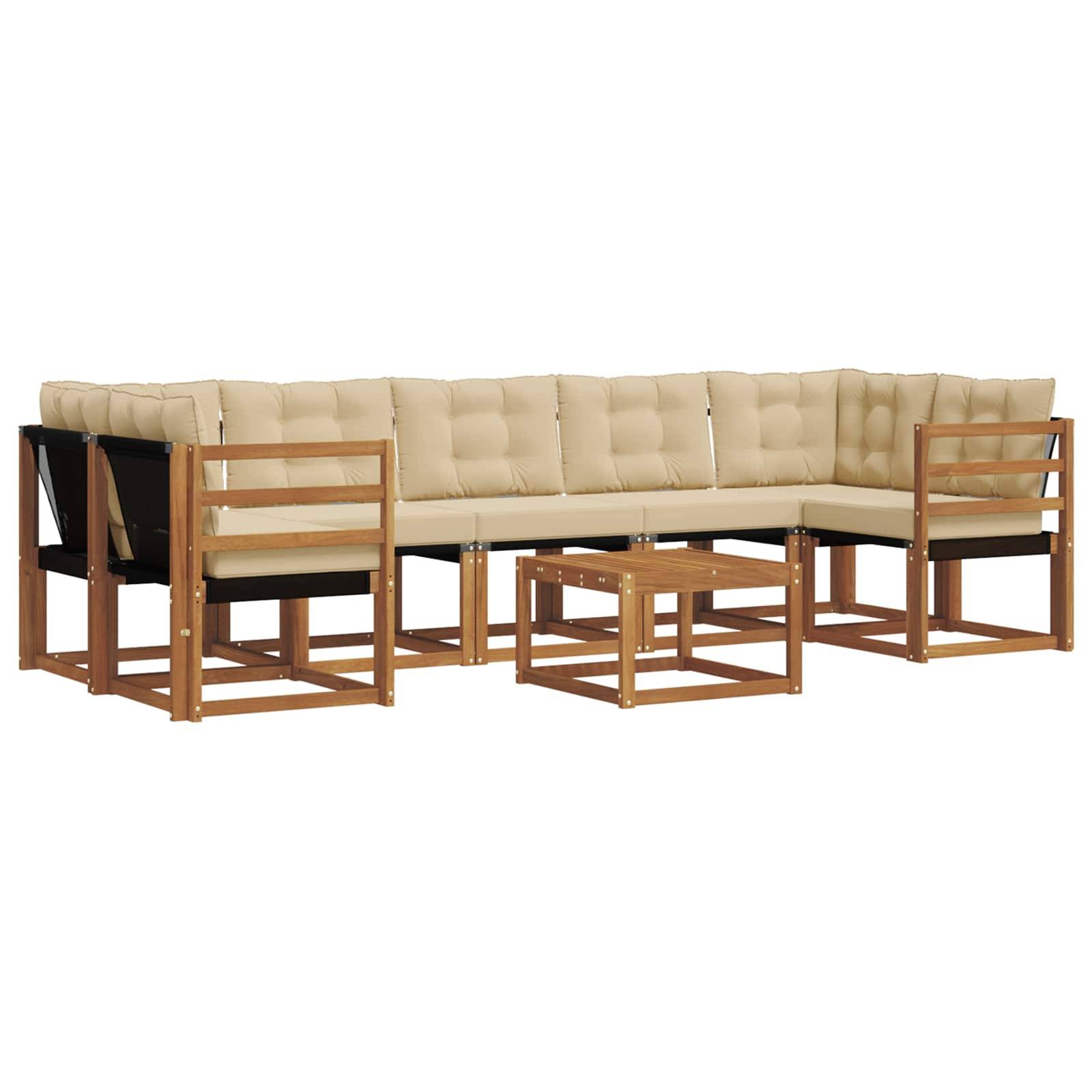 vidaXL Outdoor-Sofagarnitur mit Kissen 8 pcs Natur und Beige