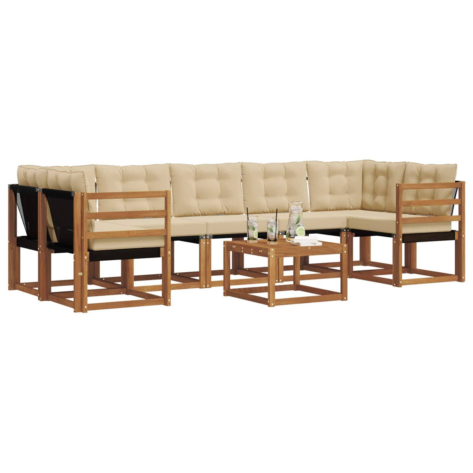 vidaXL Outdoor-Sofagarnitur mit Kissen 8 pcs Natur und Beige