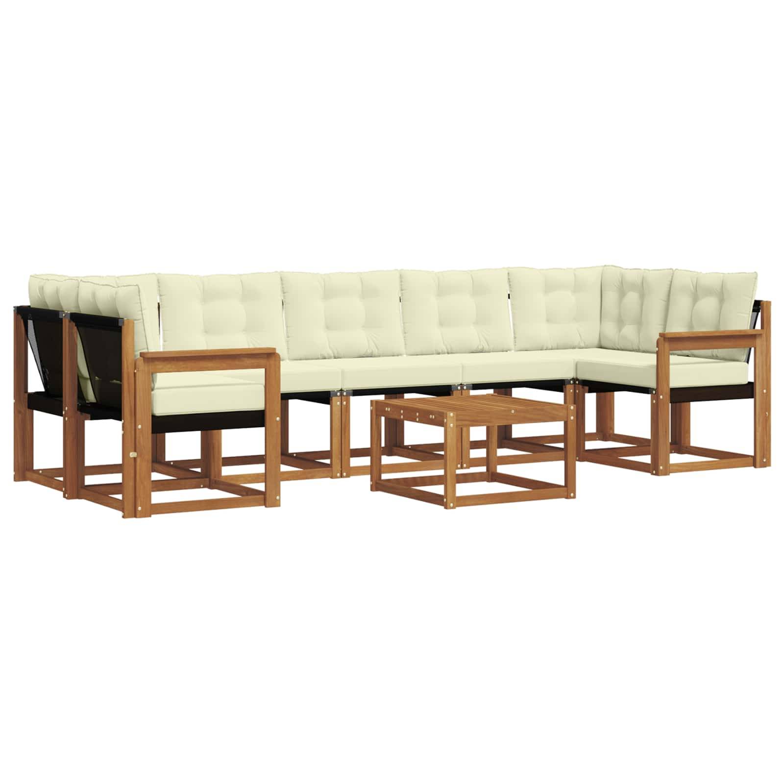 vidaXL Outdoor-Sofagarnitur mit Kissen 8 pcs Natur und Creme