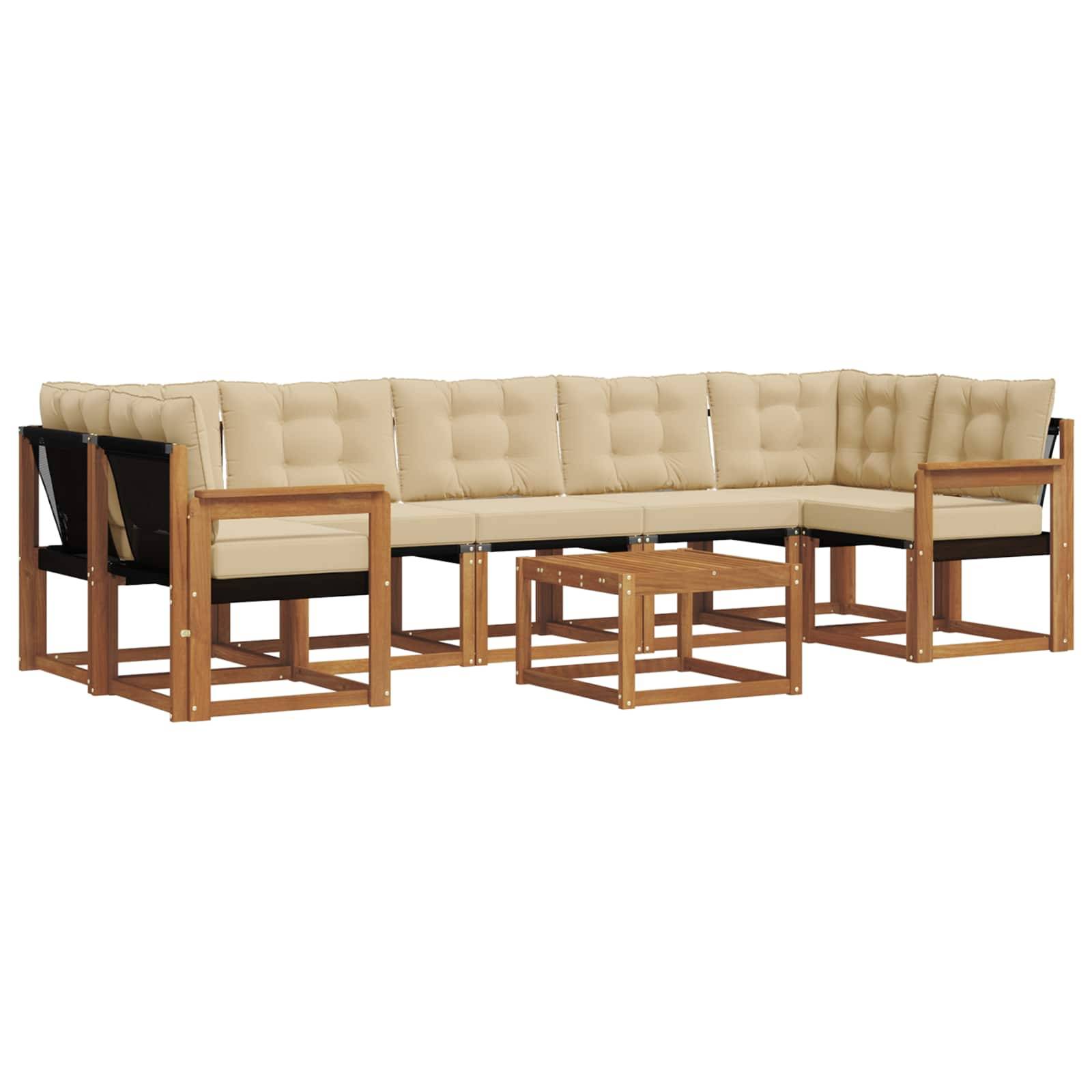vidaXL Outdoor-Sofagarnitur mit Kissen 8 pcs Natur und Beige