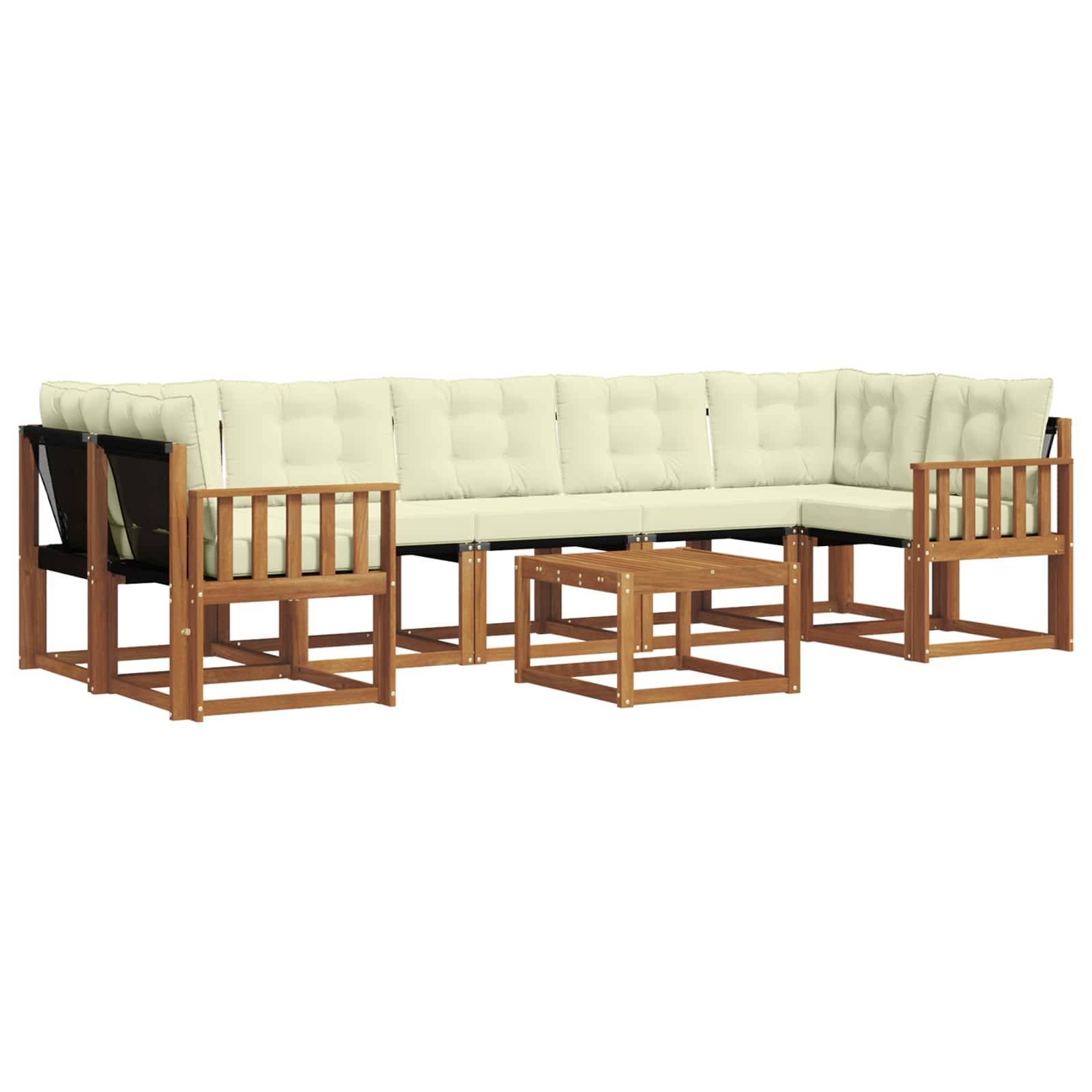 vidaXL Outdoor-Sofagarnitur mit Kissen 8 pcs Natur und Creme