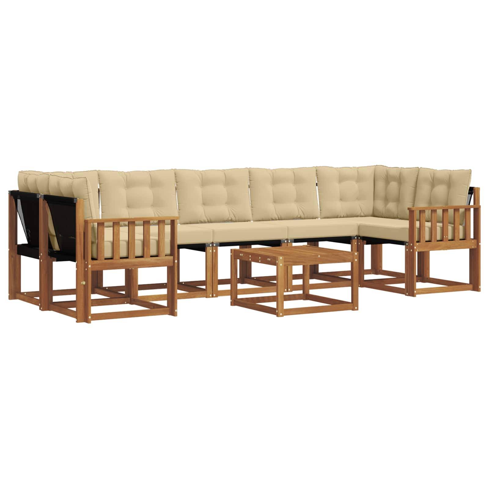 vidaXL Outdoor-Sofagarnitur mit Kissen 8 pcs Natur und Beige