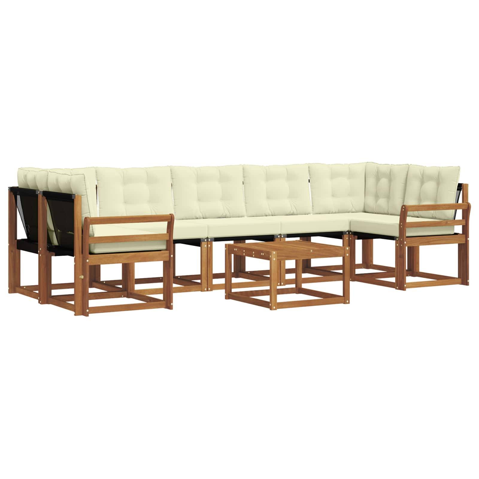 vidaXL Outdoor-Sofagarnitur mit Kissen 8 pcs Natur und Creme
