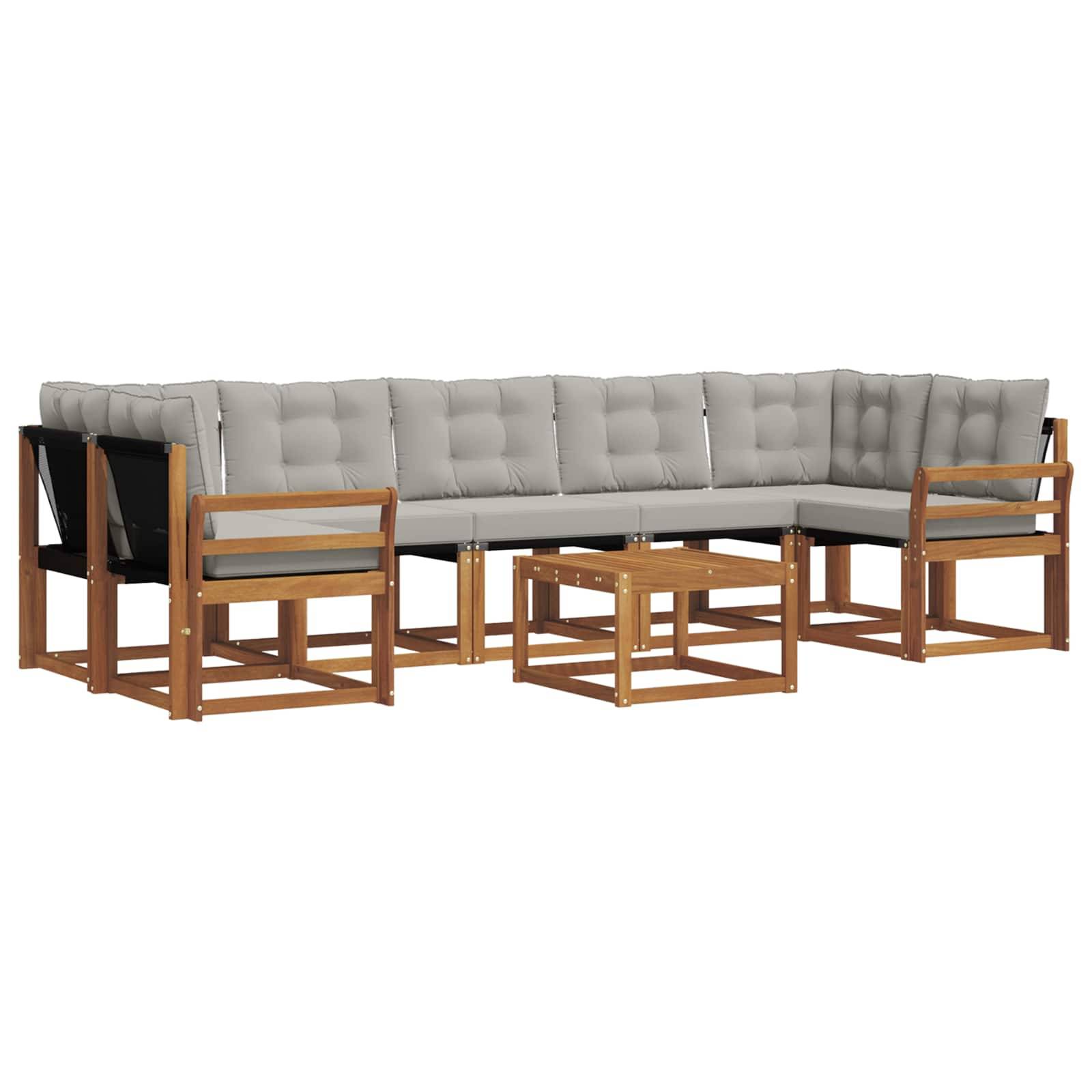 vidaXL Outdoor-Sofagarnitur mit Kissen 8 pcs Natürlich und Hellgrau