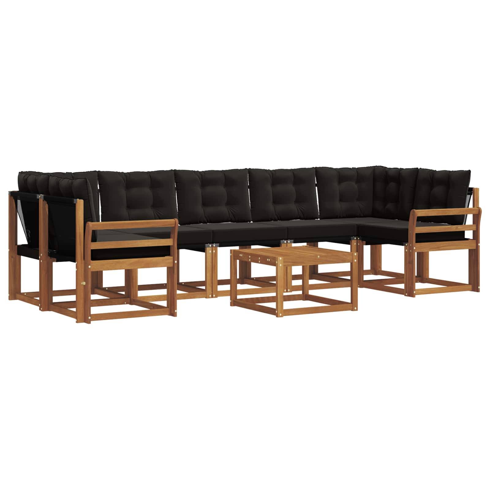 vidaXL Outdoor-Sofagarnitur mit Kissen 8 pcs Natürlich und Schwarz
