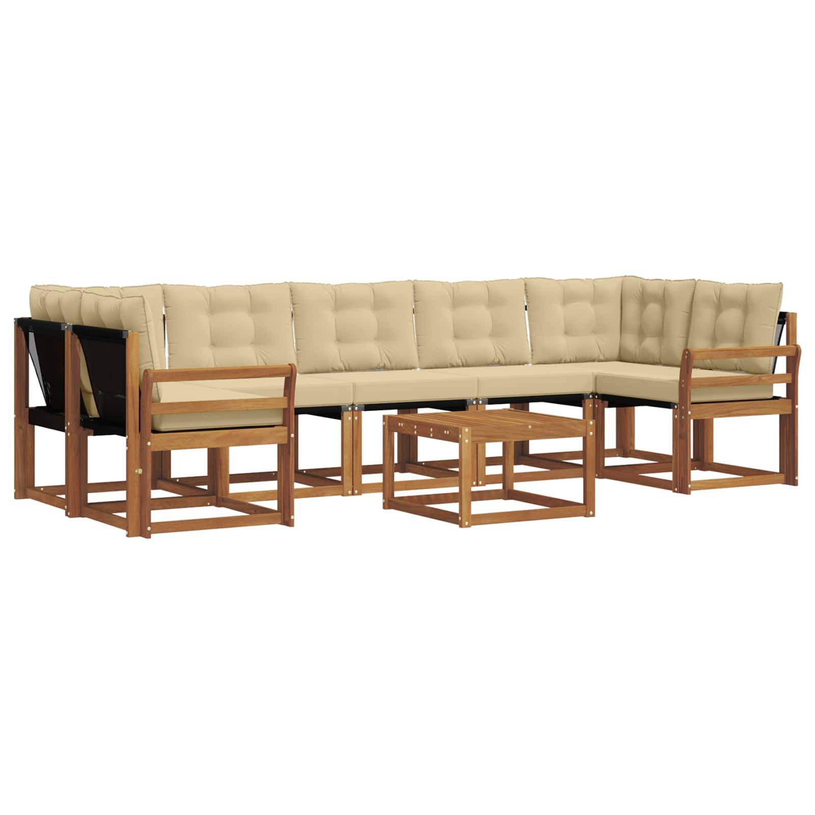 vidaXL Outdoor-Sofagarnitur mit Kissen 8 pcs Natur und Beige