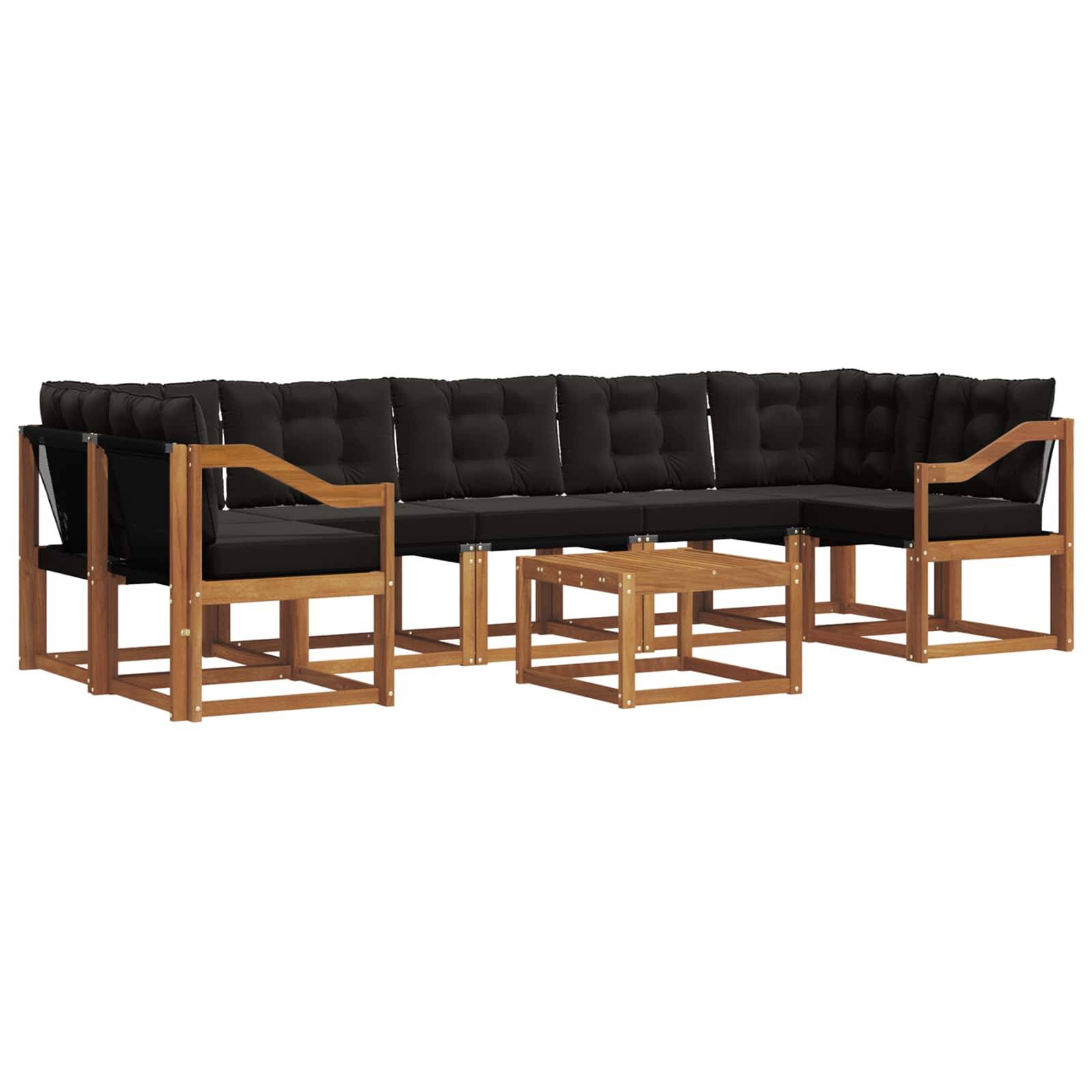 vidaXL Outdoor-Sofagarnitur mit Kissen 8 pcs Natürlich und Schwarz