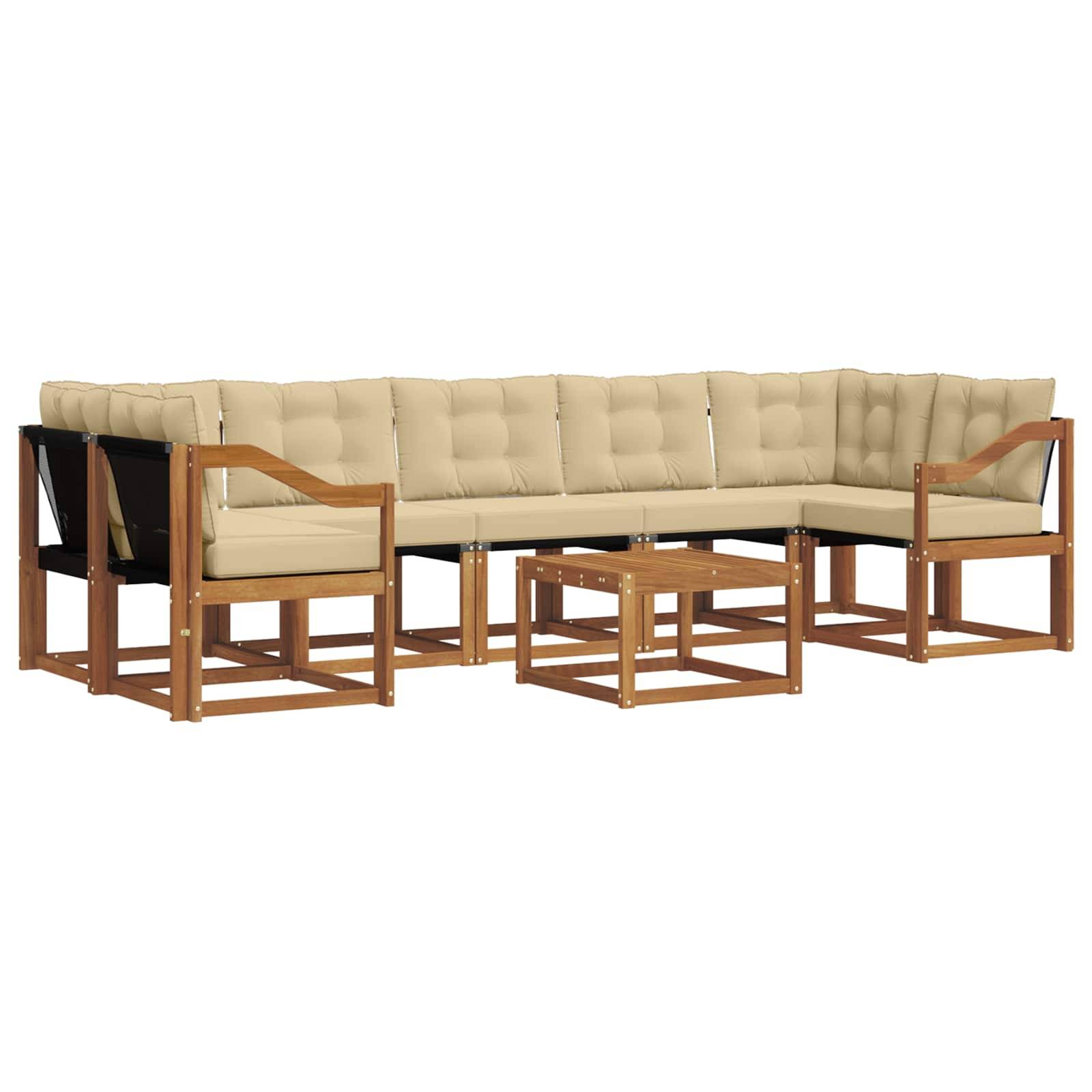 vidaXL Outdoor-Sofagarnitur mit Kissen 8 pcs Natur und Beige