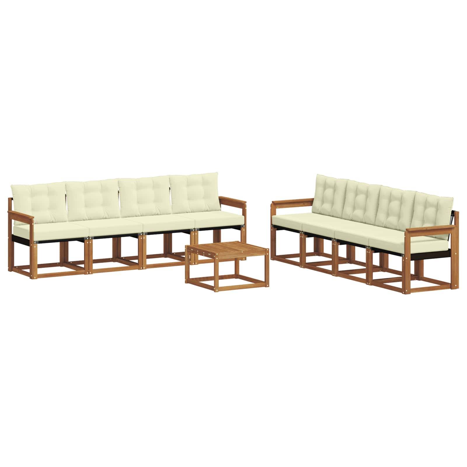 vidaXL Outdoor-Sofagarnitur mit Kissen 9 pcs Natur und Creme