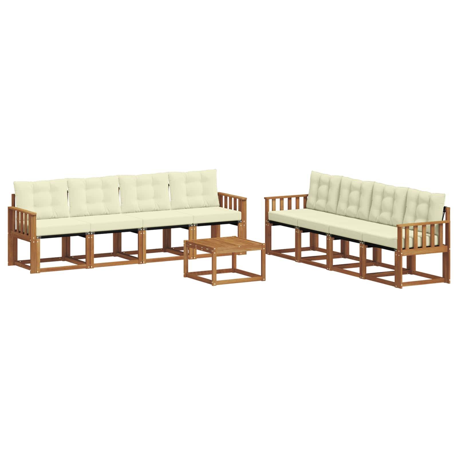 vidaXL Outdoor-Sofagarnitur mit Kissen 9 pcs Natur und Creme