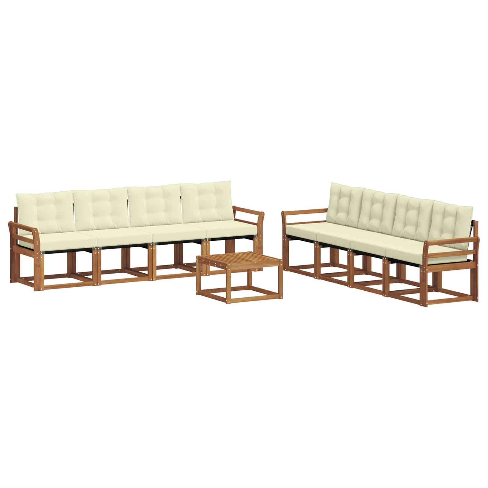 vidaXL Outdoor-Sofagarnitur mit Kissen 9 pcs Natur und Creme