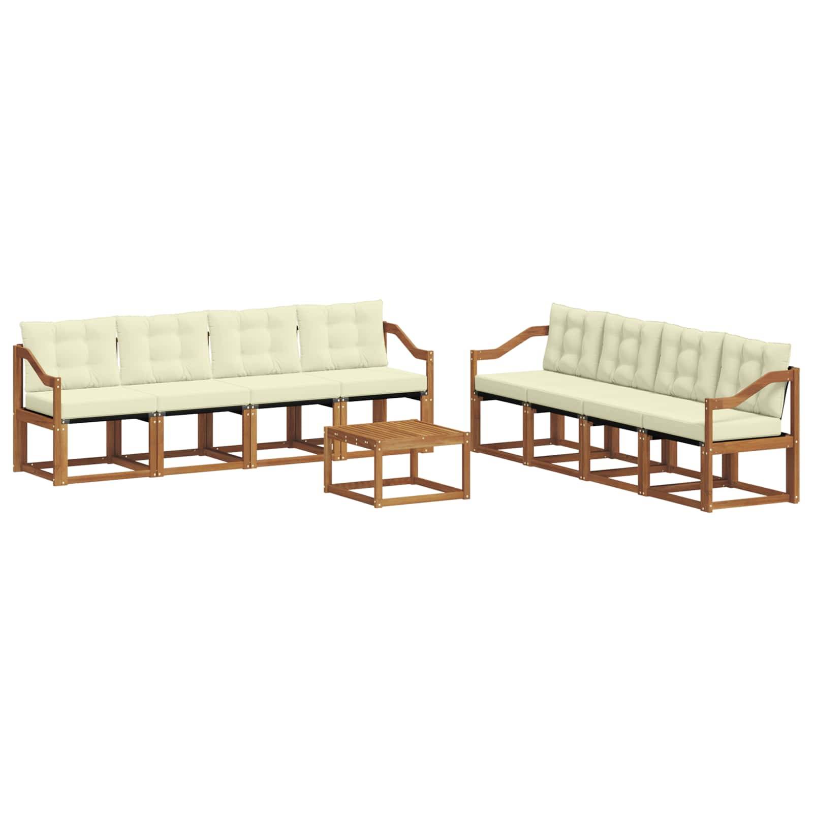 vidaXL Outdoor-Sofagarnitur mit Kissen 9 pcs Natur und Creme
