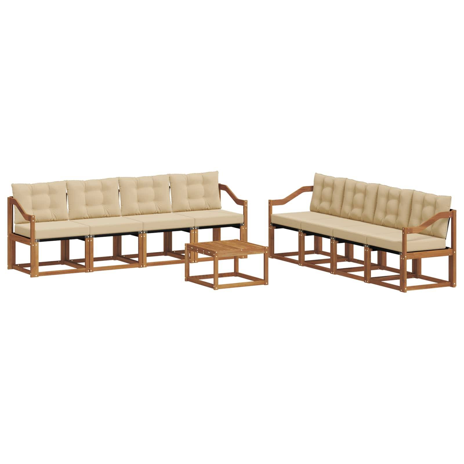 vidaXL Outdoor-Sofagarnitur mit Kissen 9 pcs Natur und Beige